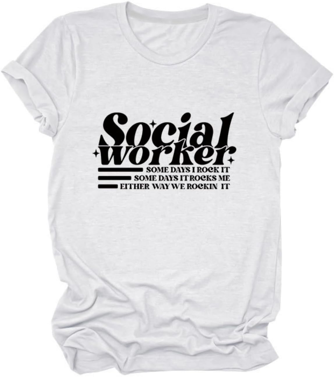 Social Worker Tshirt Women Retro Mental Health Crewneck Graphic Shirt Social Work Month Casual Short Sleeve Tees Tops - White