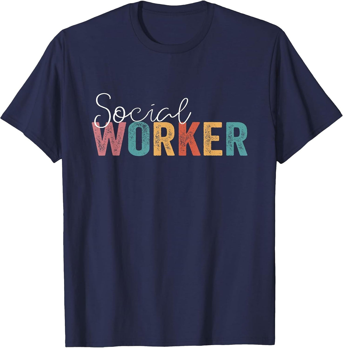 Social Worker Vintage Funny Job Title School Worker T-Shirt - Navy Blue