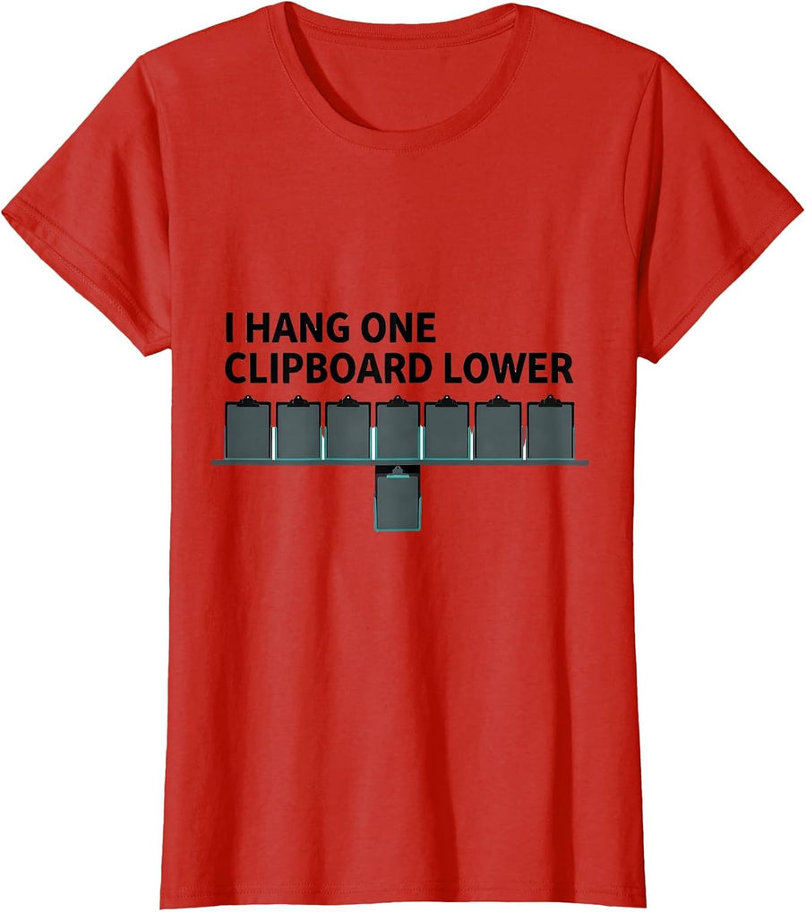 Women's I Hang One Clipboard Lower Funny Special Education Teacher T-Shirt - Red