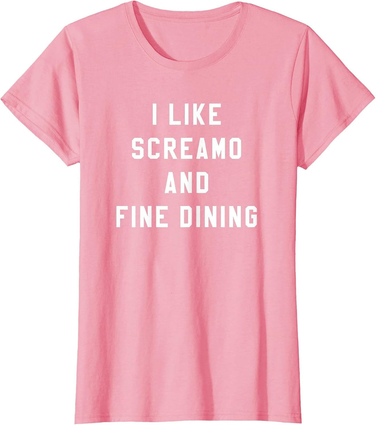 I Like Screamo and FINE Dining Funny Emo Goth Punk Music T-Shirt, Women, Pink, Medium - As Pictured