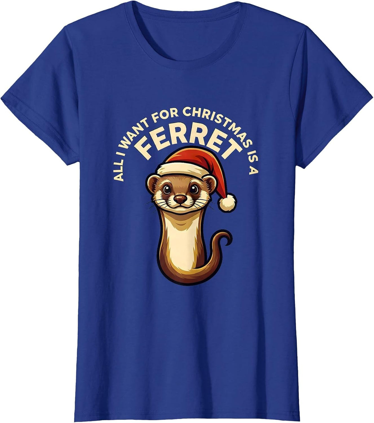 Women's All I Want For Christmas Is A Ferret Funny Ferret Lover T-Shirt - Royal Blue
