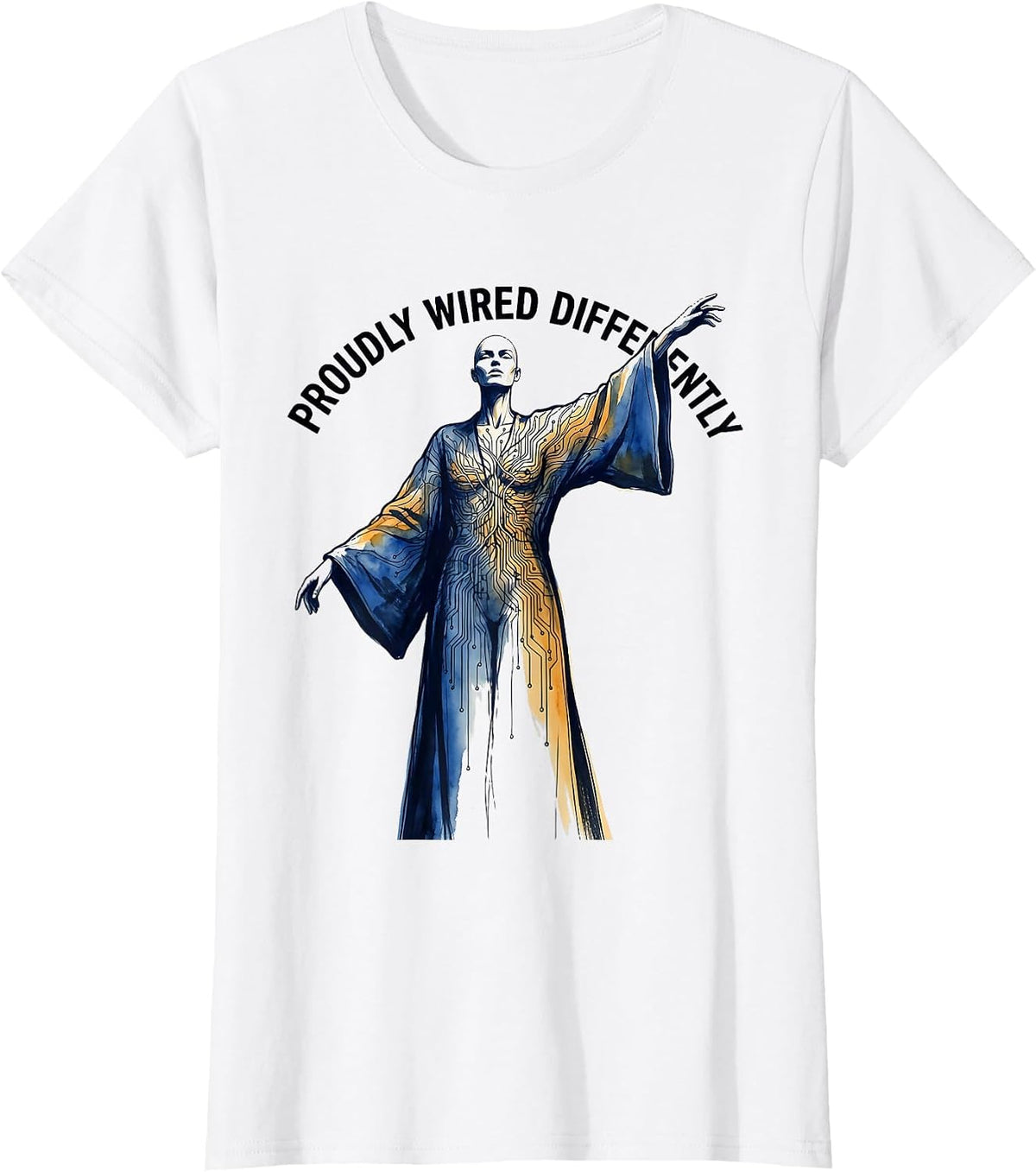 Proudly Wired Differently Autism Awareness Design T-Shirt - White