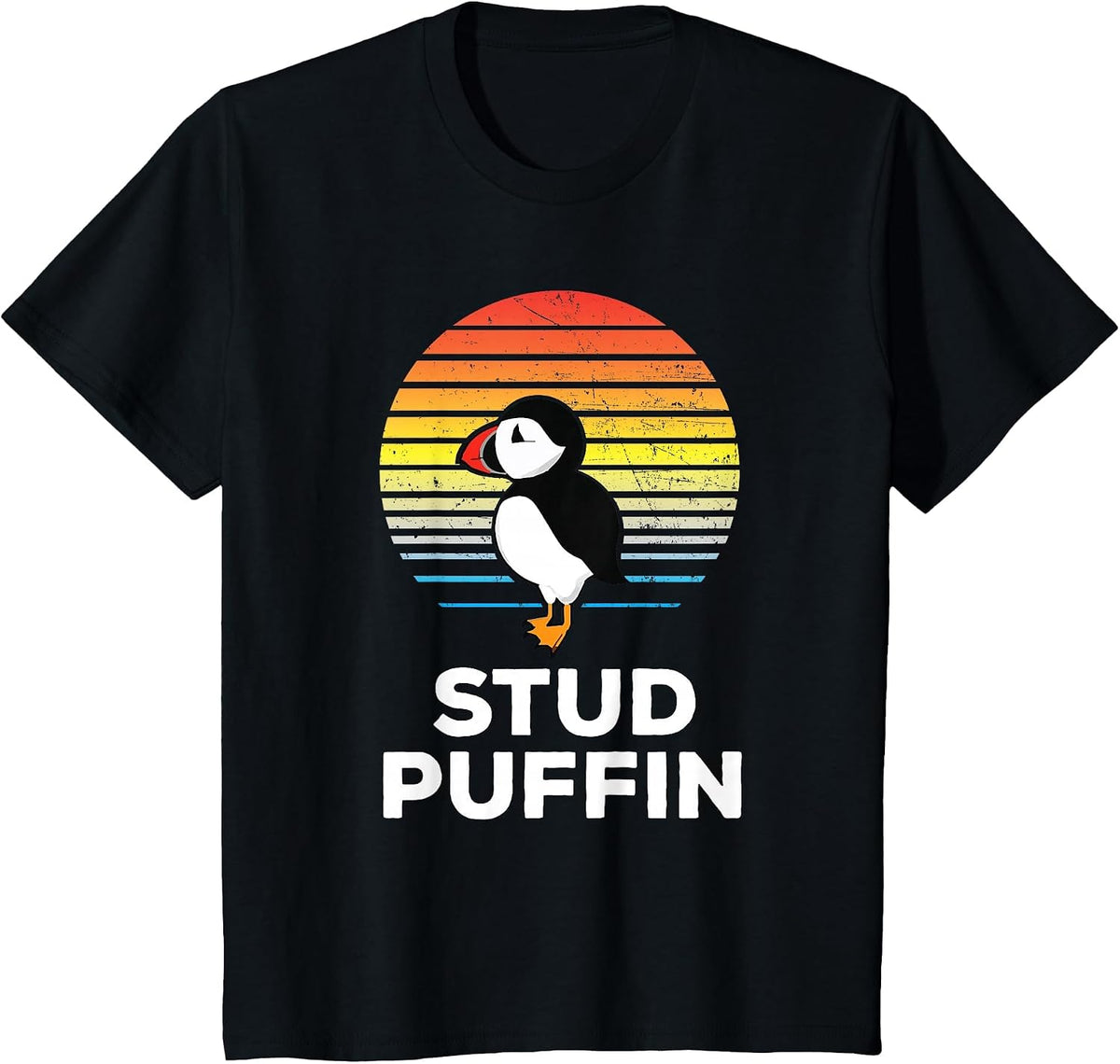 Stud Puffin Funny Seabird Animal Lover Stud Muffin T-Shirt - Black