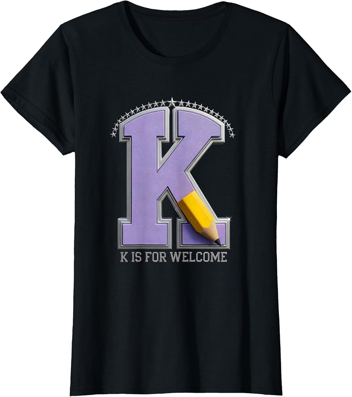 K Is For Welcome Retro Kindergarten Teacher Back to School T-Shirt - Black