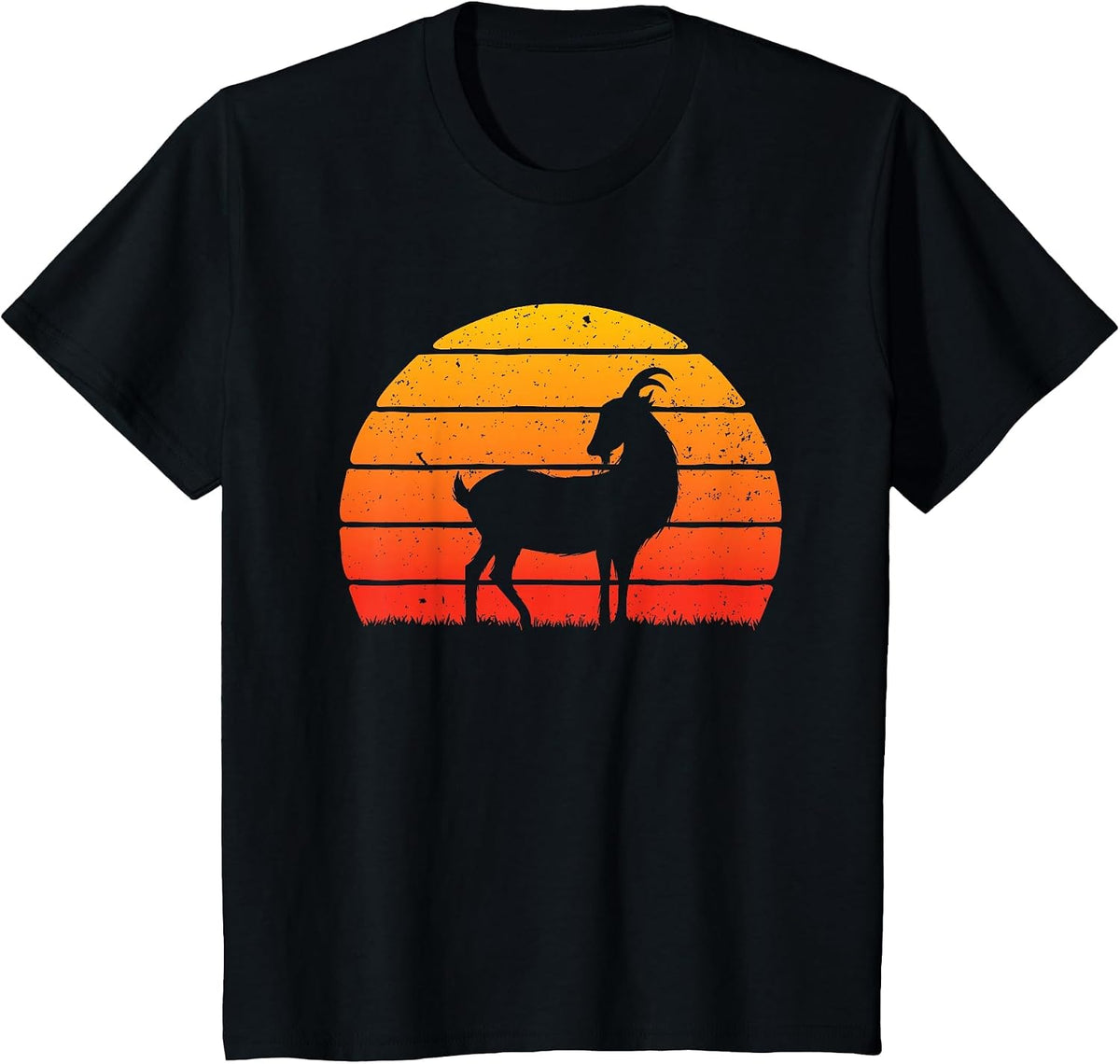 Retro Sunset Goat - Farm Animal Lover Farming Farm Rancher T-Shirt - Black