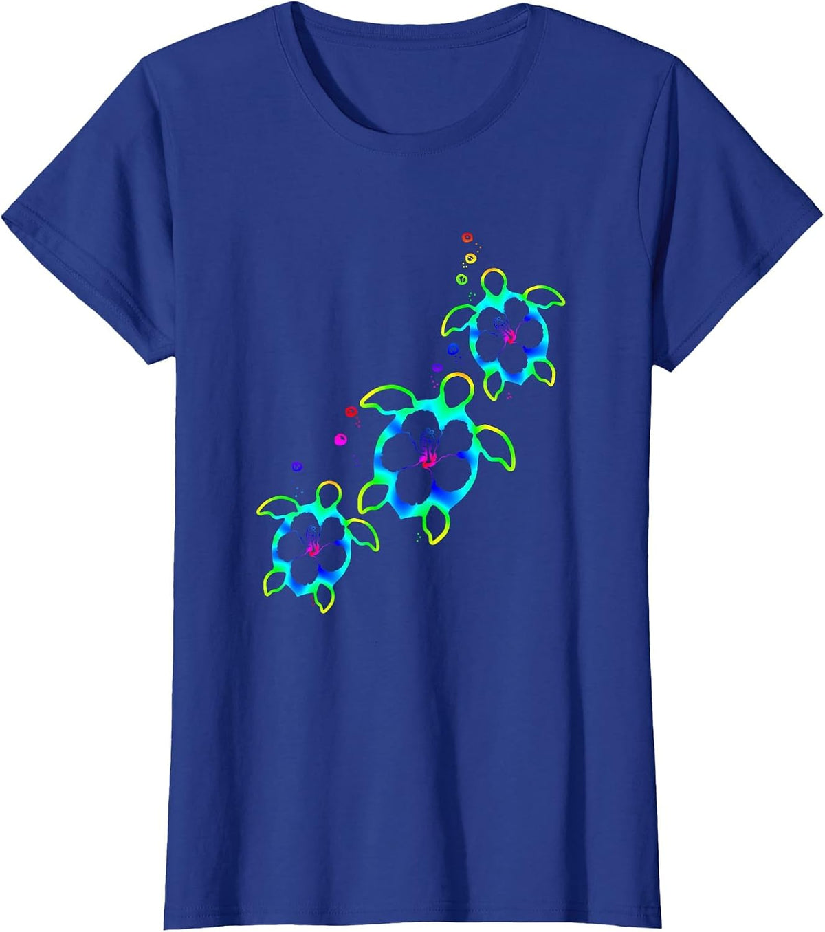 Tropical Colors Hawaiian Honu Sea Turtles T-Shirt - Royal Blue