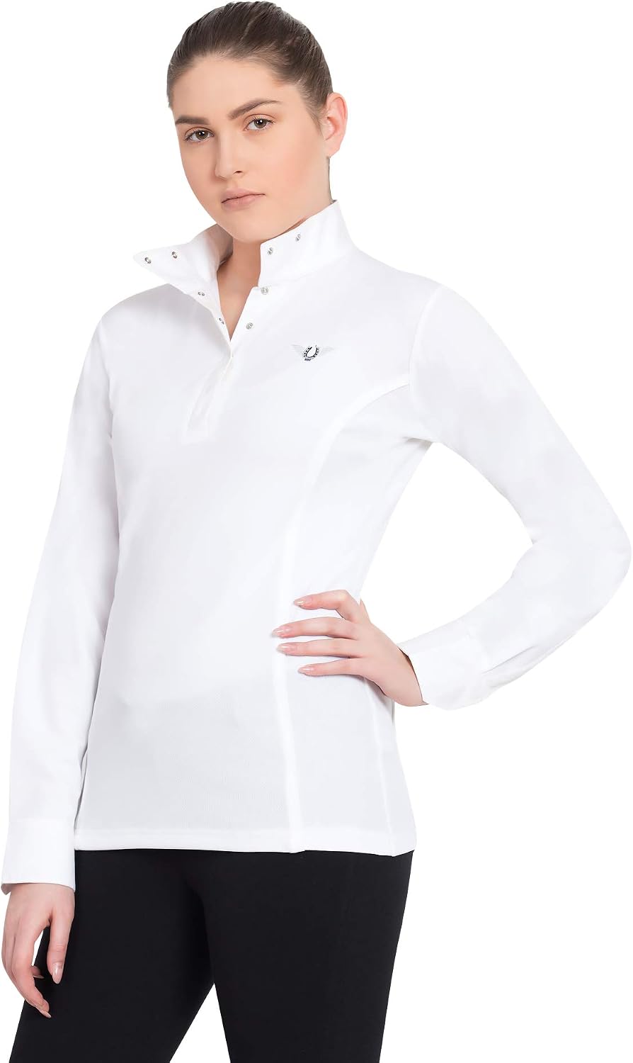 TuffRider Women's Kirby Kwik Dry Long Sleeve Show Shirt - White\/White