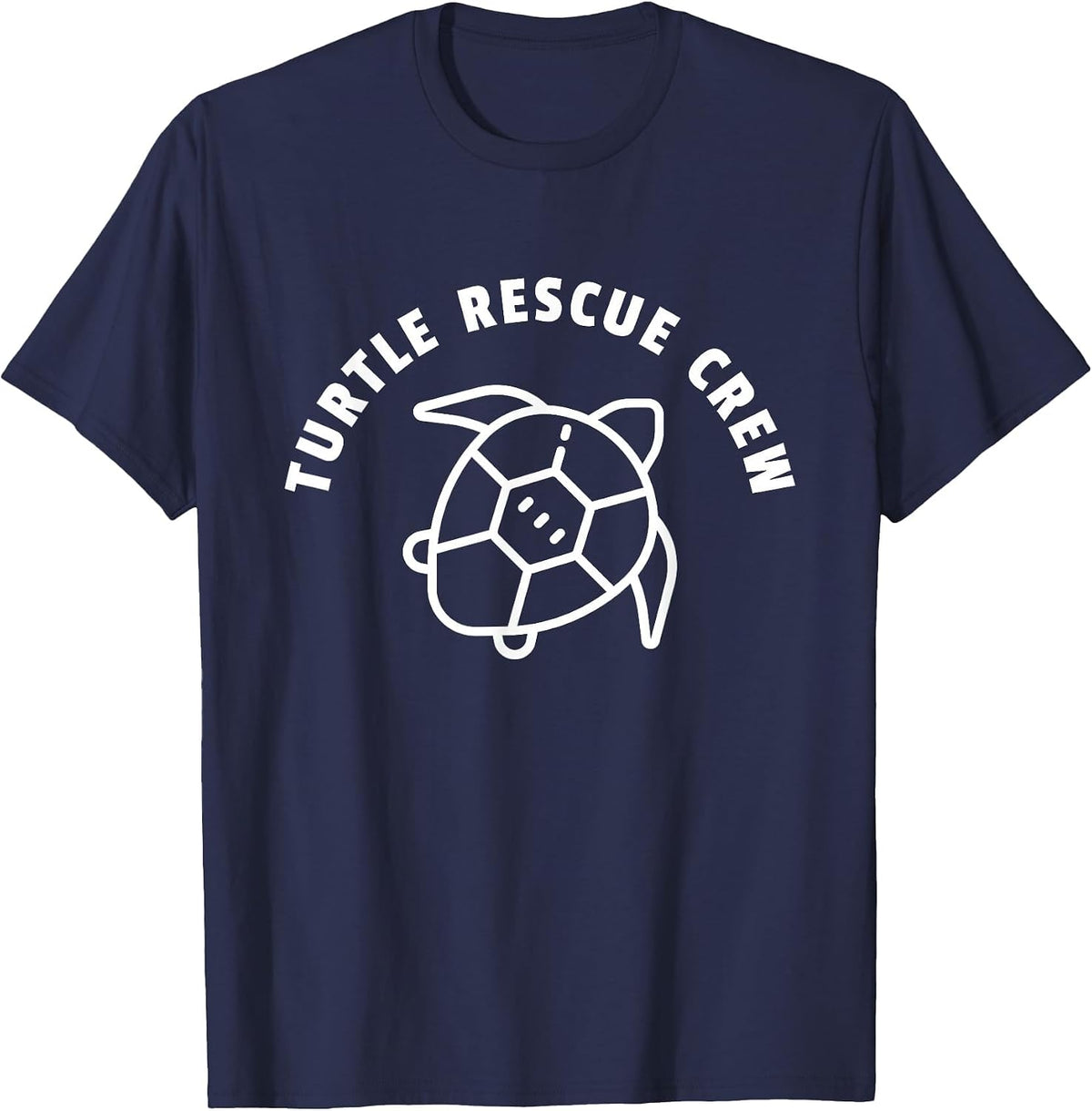 Turtle Rescue Crew Quote - Sea Turtle Graphic T-Shirt - Navy Blue