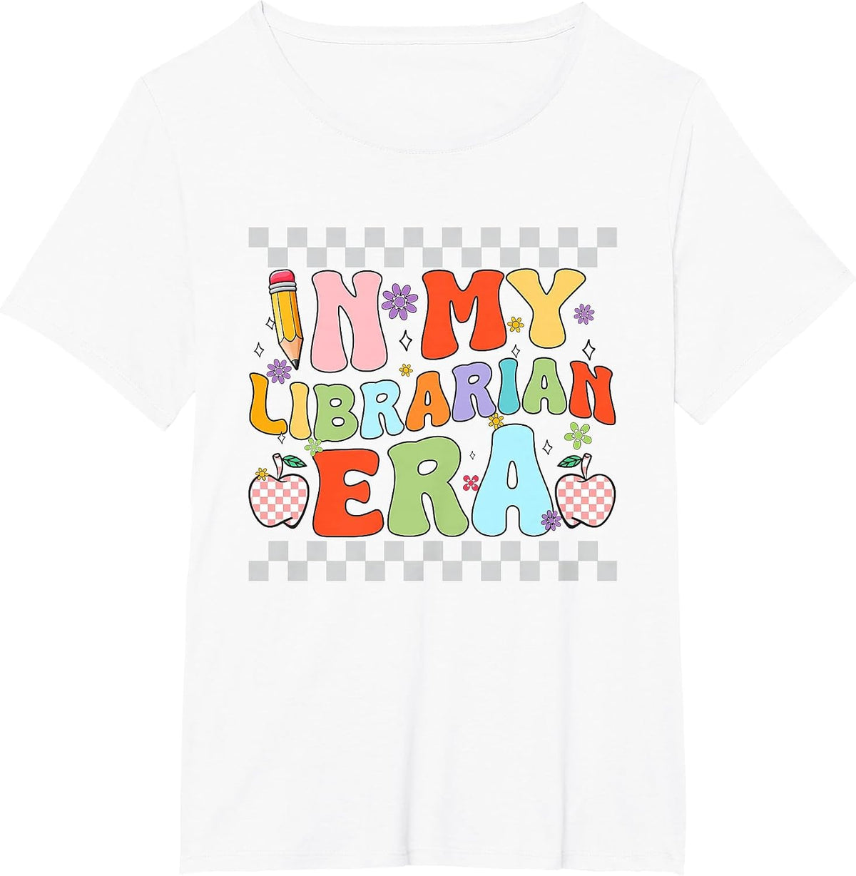 Retro Groovy in My Librarian Era Back to School Bookworm T-Shirt - White