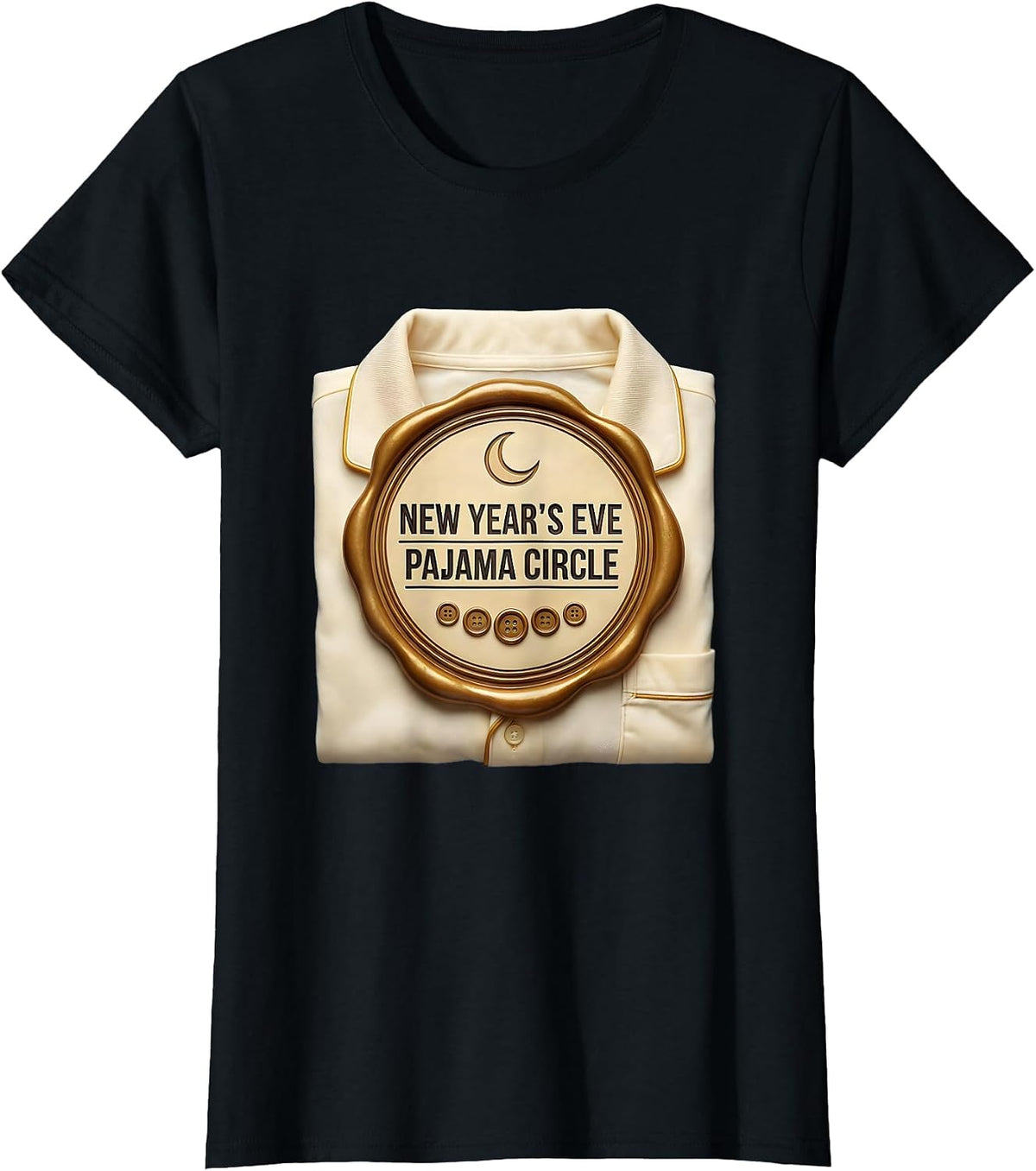 New Year's Eve Pajama Circle Funny Family Matching Party T-Shirt - Black