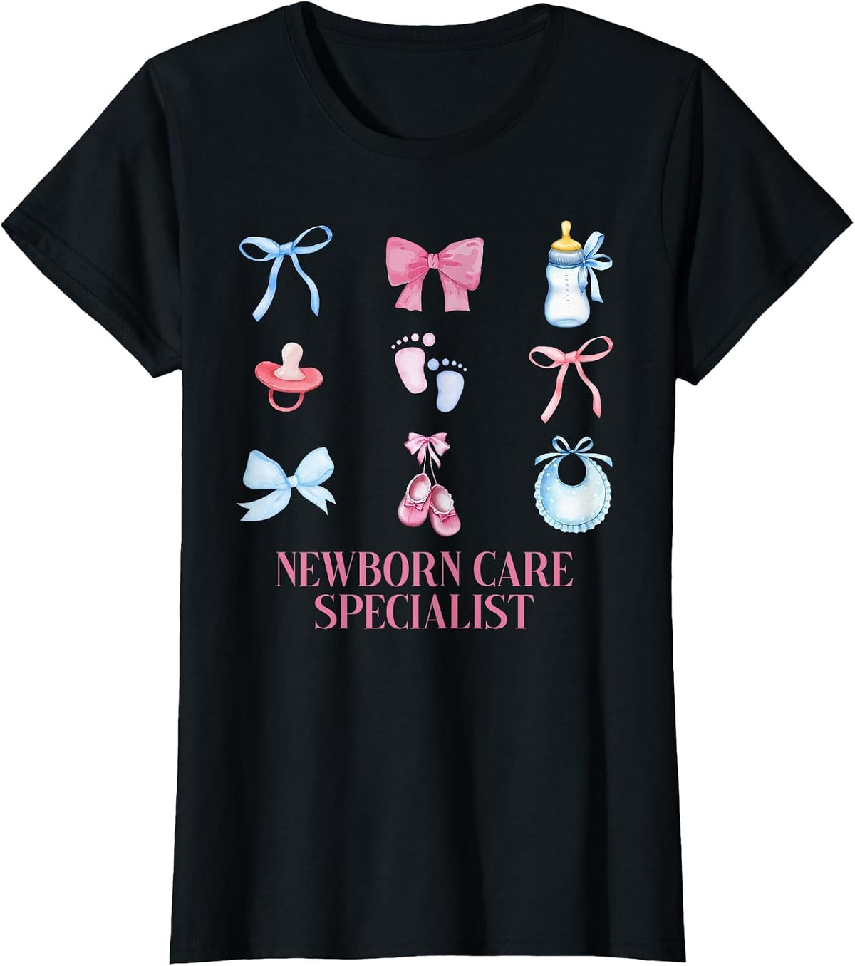 Coquette NCS Newborn Care Specialist Mother Baby Nurse T-Shirt - Black