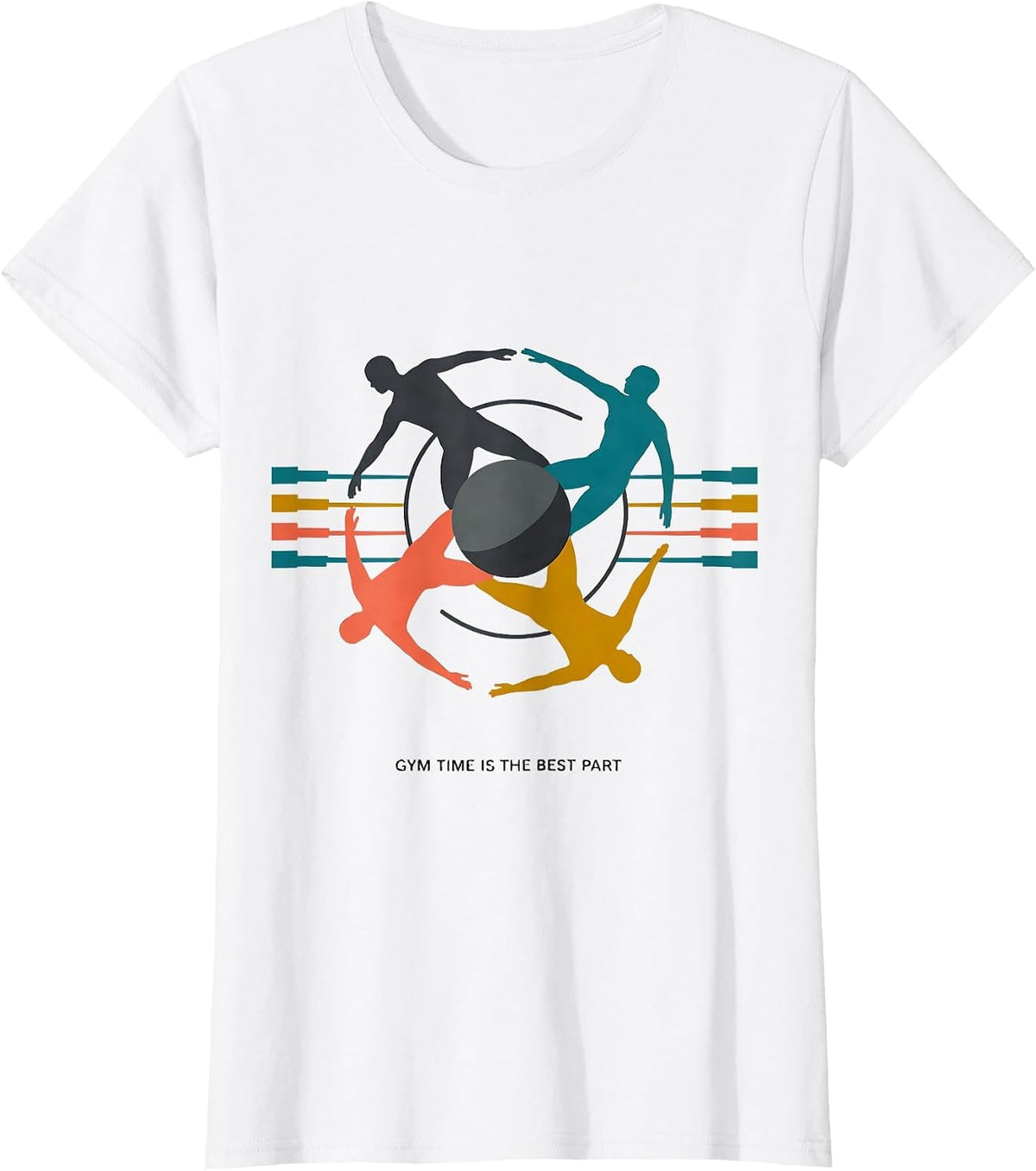 Women's Gym Time Is The Best Part Midcentury Modern PE Teacher Back T-Shirt - White