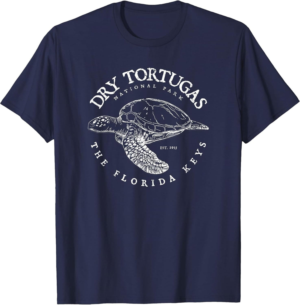Dry Tortugas National Park Florida Keys Scuba Diving Turtle T-Shirt - Navy Blue