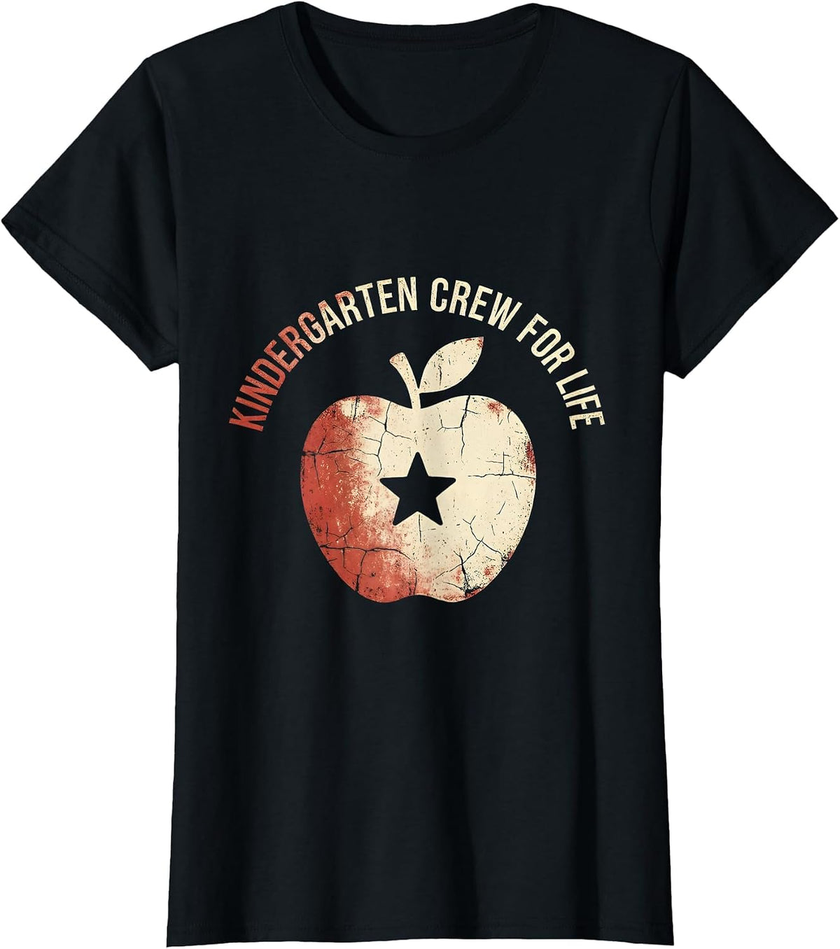 Kindergarten Crew For Life Teacher Design T-Shirt - Black