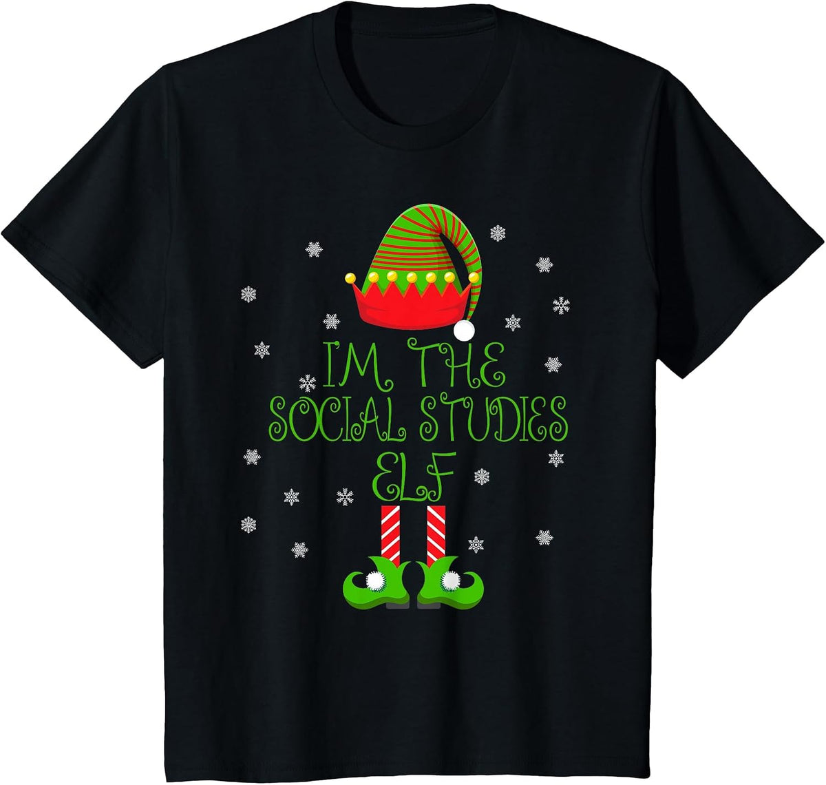 I'm the Social Studies Elf Funny Teacher Xmas T-Shirt - Black