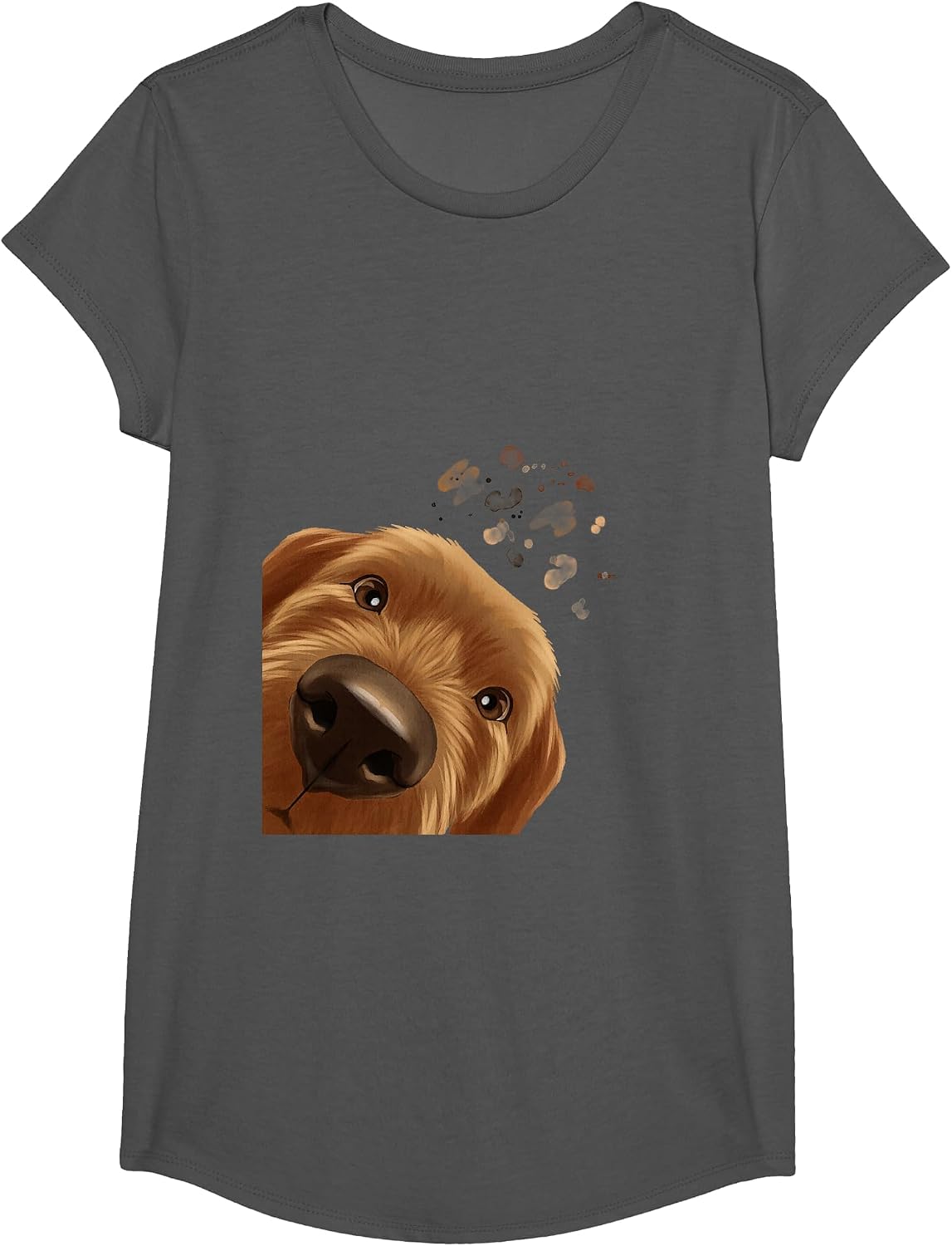 Funny Curious Dog Basset Fauve de Bretagne T-Shirt - Girls Asphalt Grey