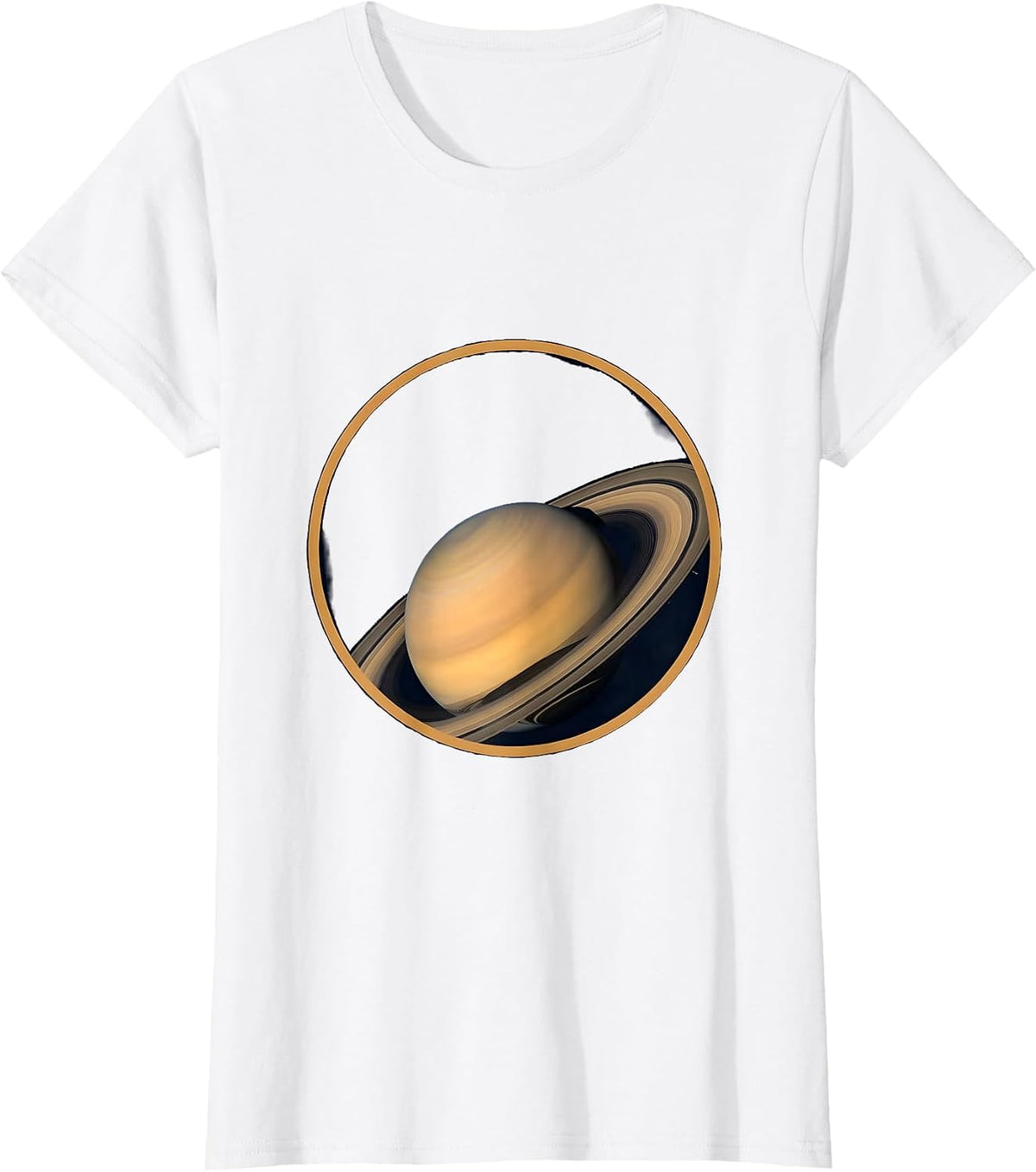Saturn Close-Up Dramatic Rings Space Illustration T-Shirt - White