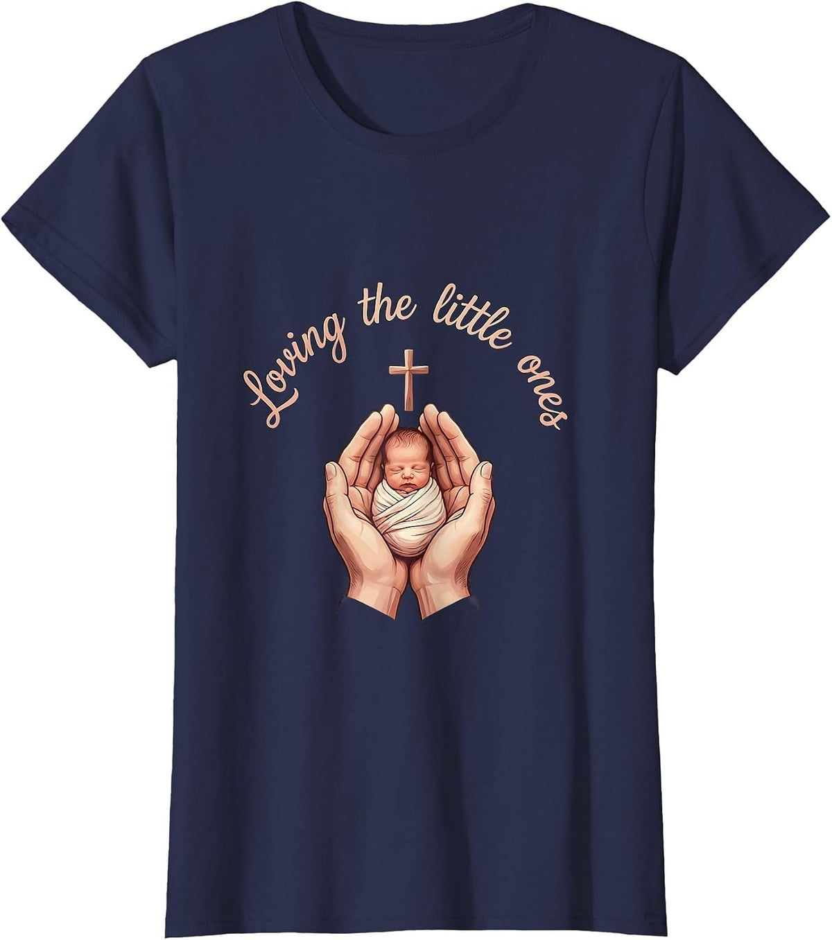 Women's NICU Nurse Loving the Little Ones Design T-Shirt - Navy Blue