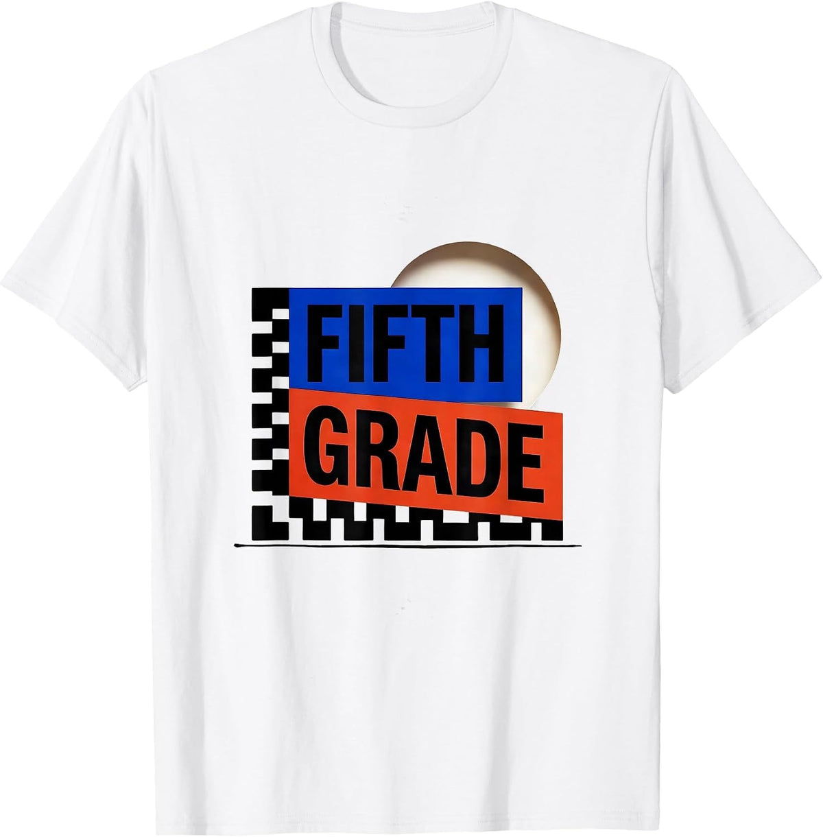 Men's Fifth Grade Geometric Retro Teacher Student Back To School T-Shirt - White