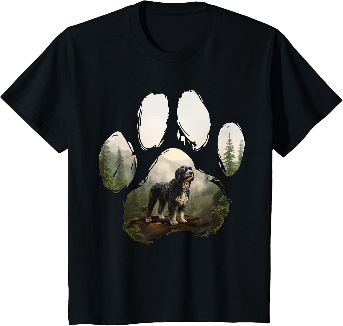 Bernedoodle Mountain Paw Design Dog Mom Dad T-Shirt - Black