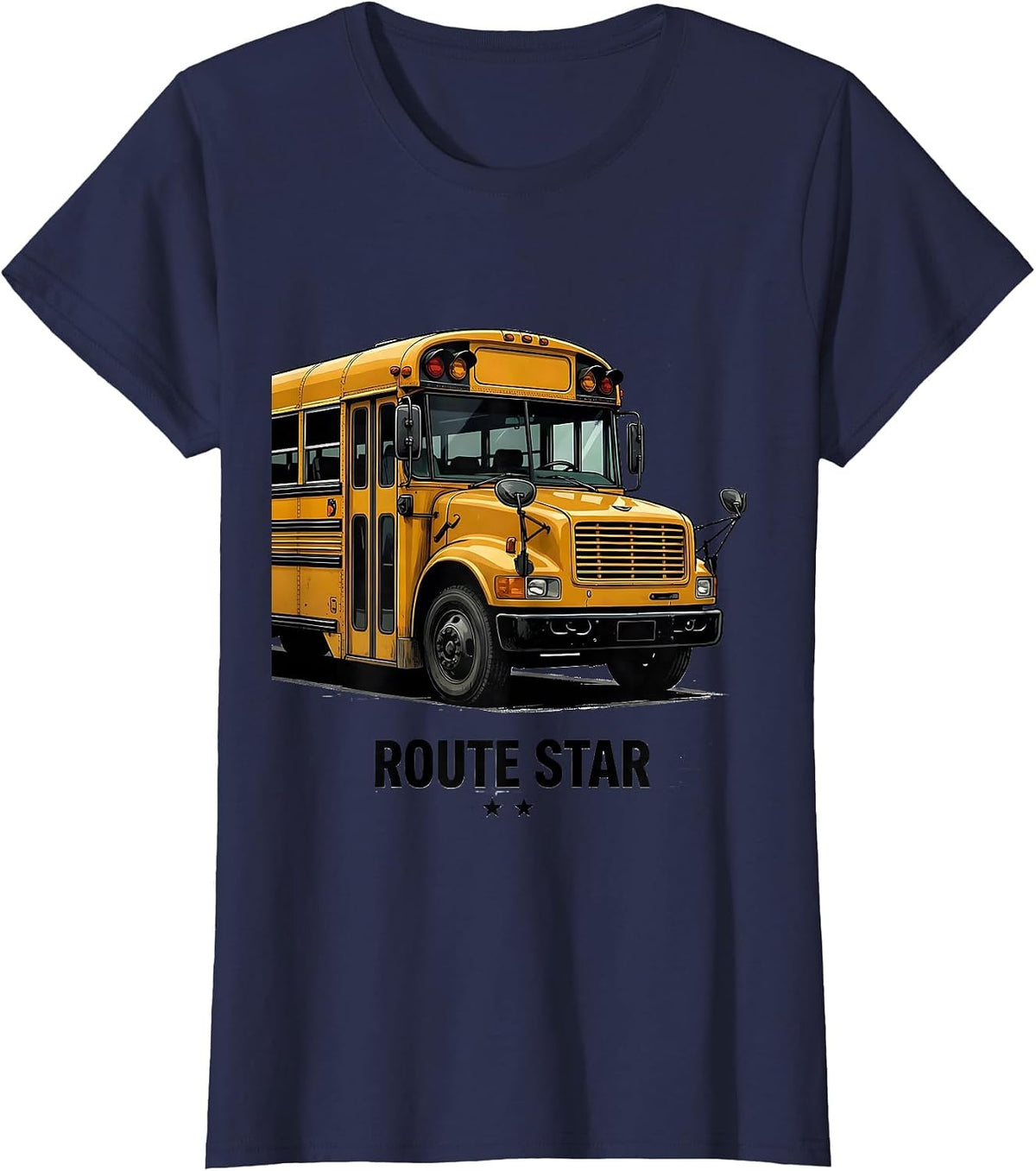 Women's Route Star Funny School Bus Driver Appreciation Gift T-Shirt - Navy Blue