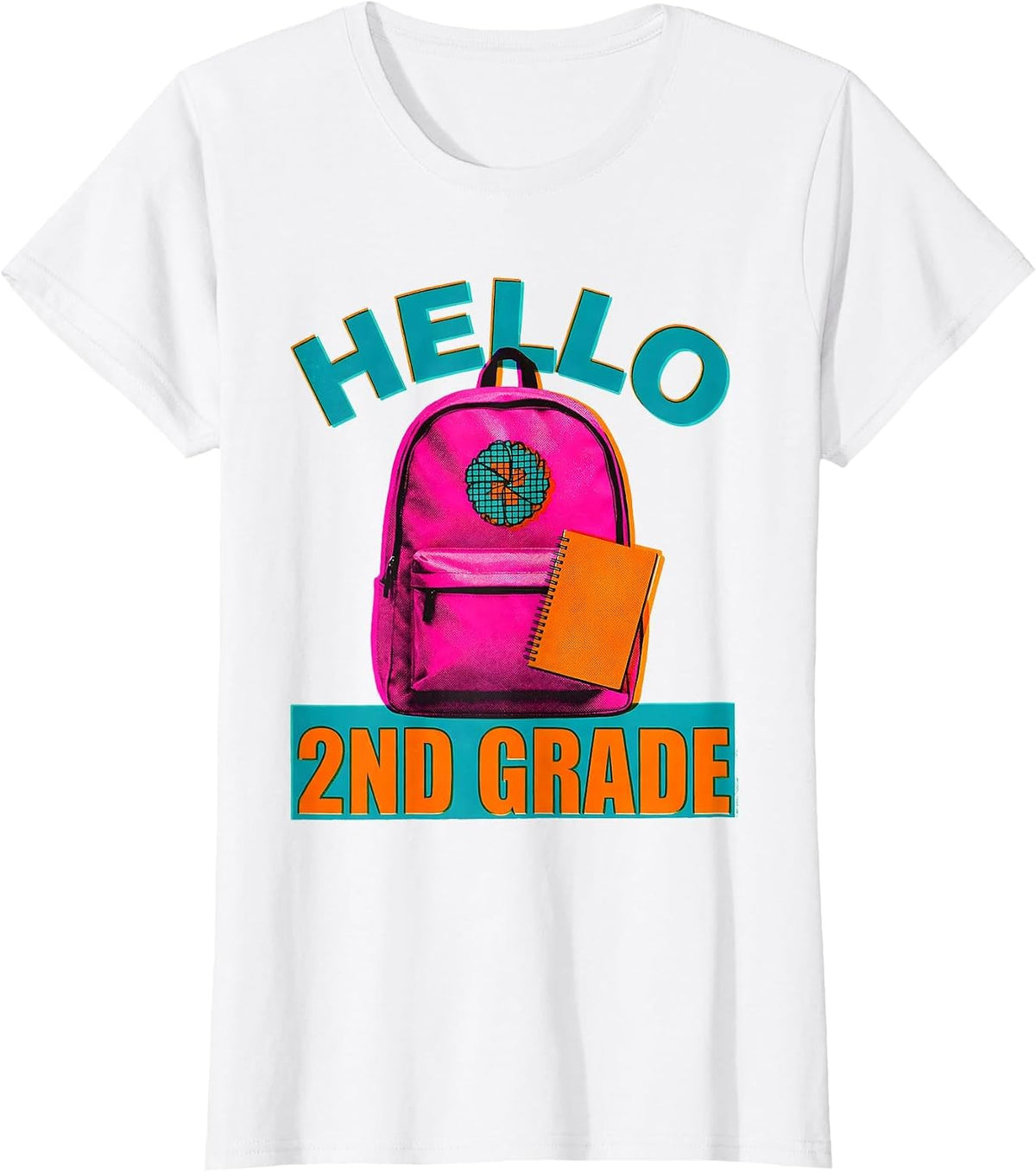 Women's Hello 2nd Grade Risograph Back To School Kids Girl Teacher T-Shirt - White
