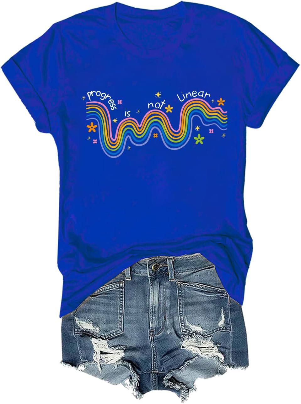 Progress is Not Linear Shirt Special Education Teacher Tshirt Funny Back to School T-Shirt - Crewneck Sapphire Blue