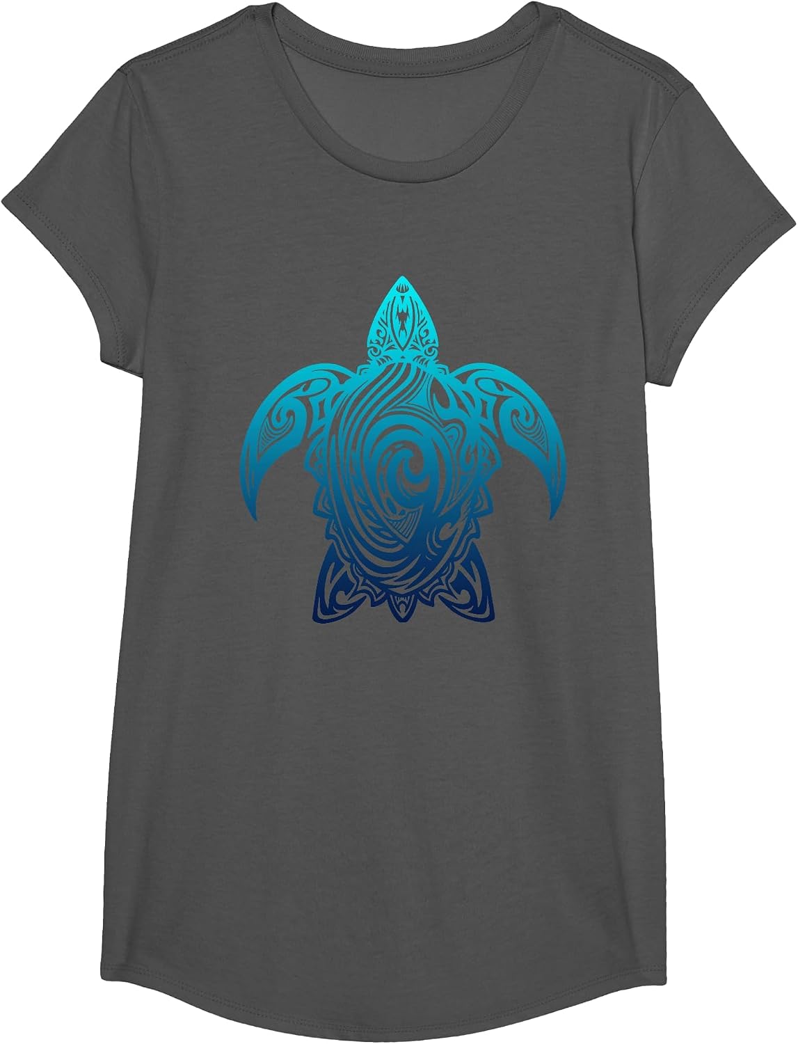 Turtle Tribal Diving Sea Turtle Scuba Diver T-Shirt - Girls Asphalt Grey