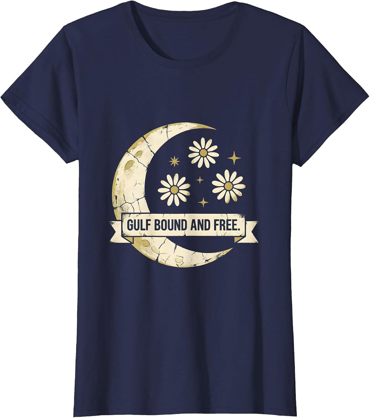 Women's Gulf Bound and Free Gulf of Mexico Design T-Shirt - Navy Blue