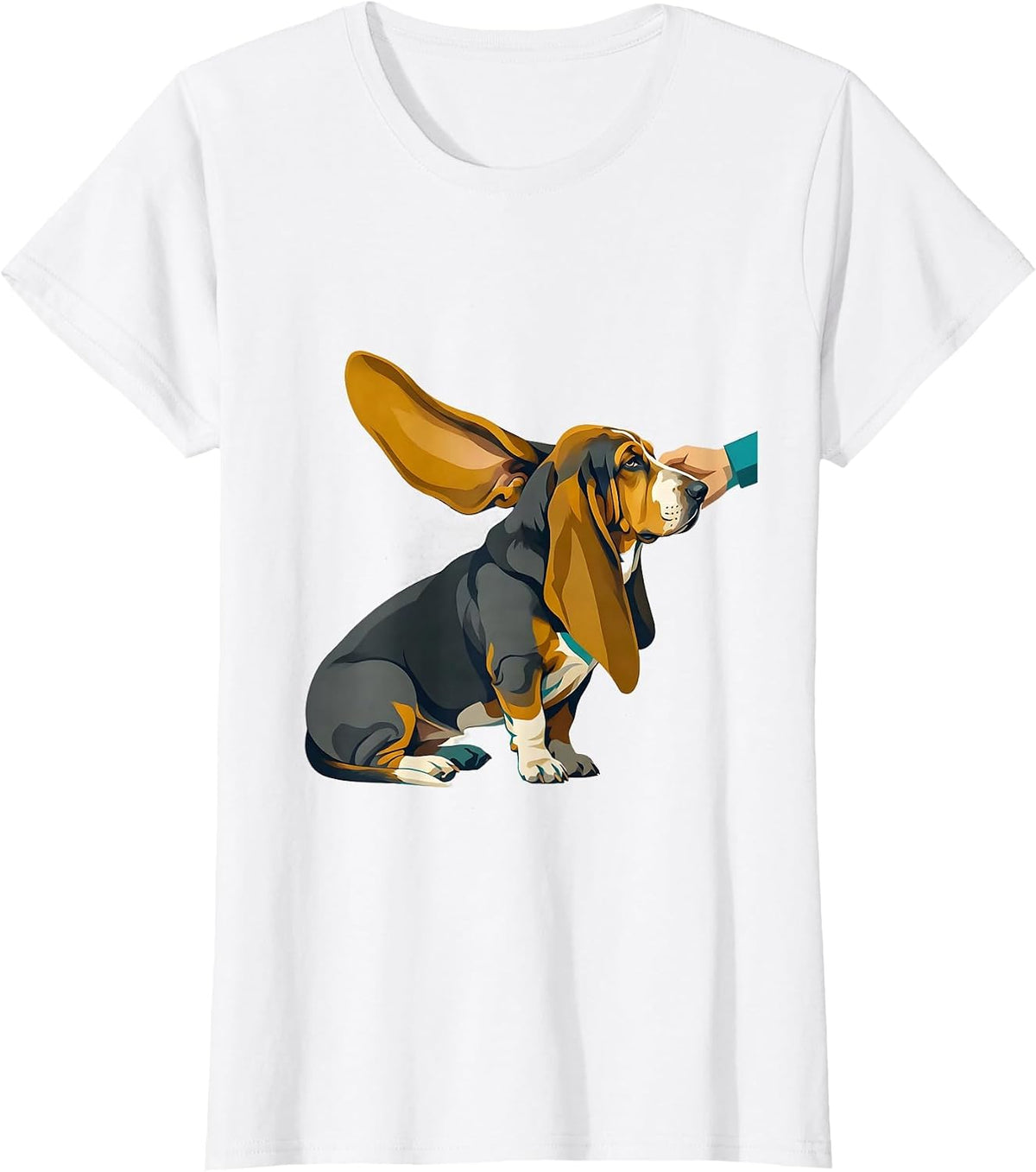 Women's Basset Hound Midcentury Modern Dog Lover Humor T-Shirt - White