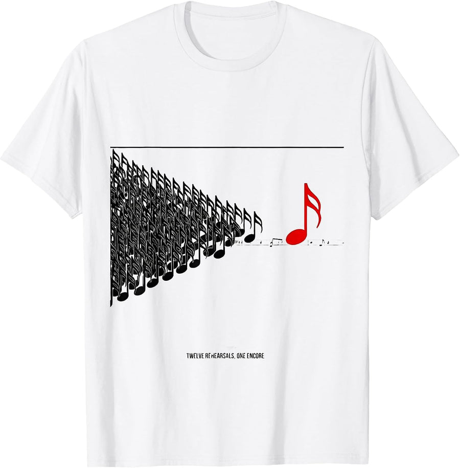 Men's Twelve Rehearsals, One Encore Minimalist Music Teacher T-Shirt - White