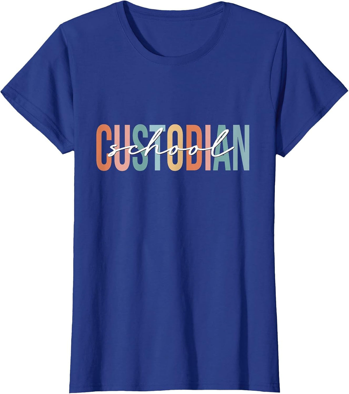 Boho Retro Vintage School Custodian Back to School T-Shirt - Royal Blue