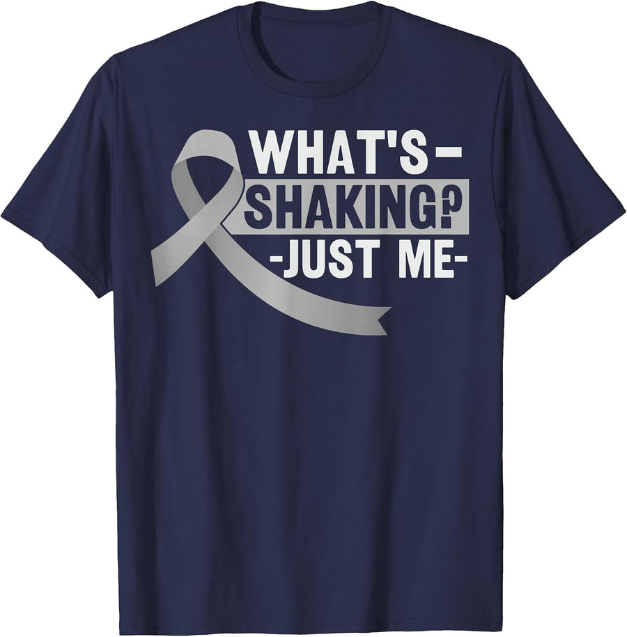 What's Shaking? - just me Design for a Parkinson's Warrior T-Shirt - Navy Blue