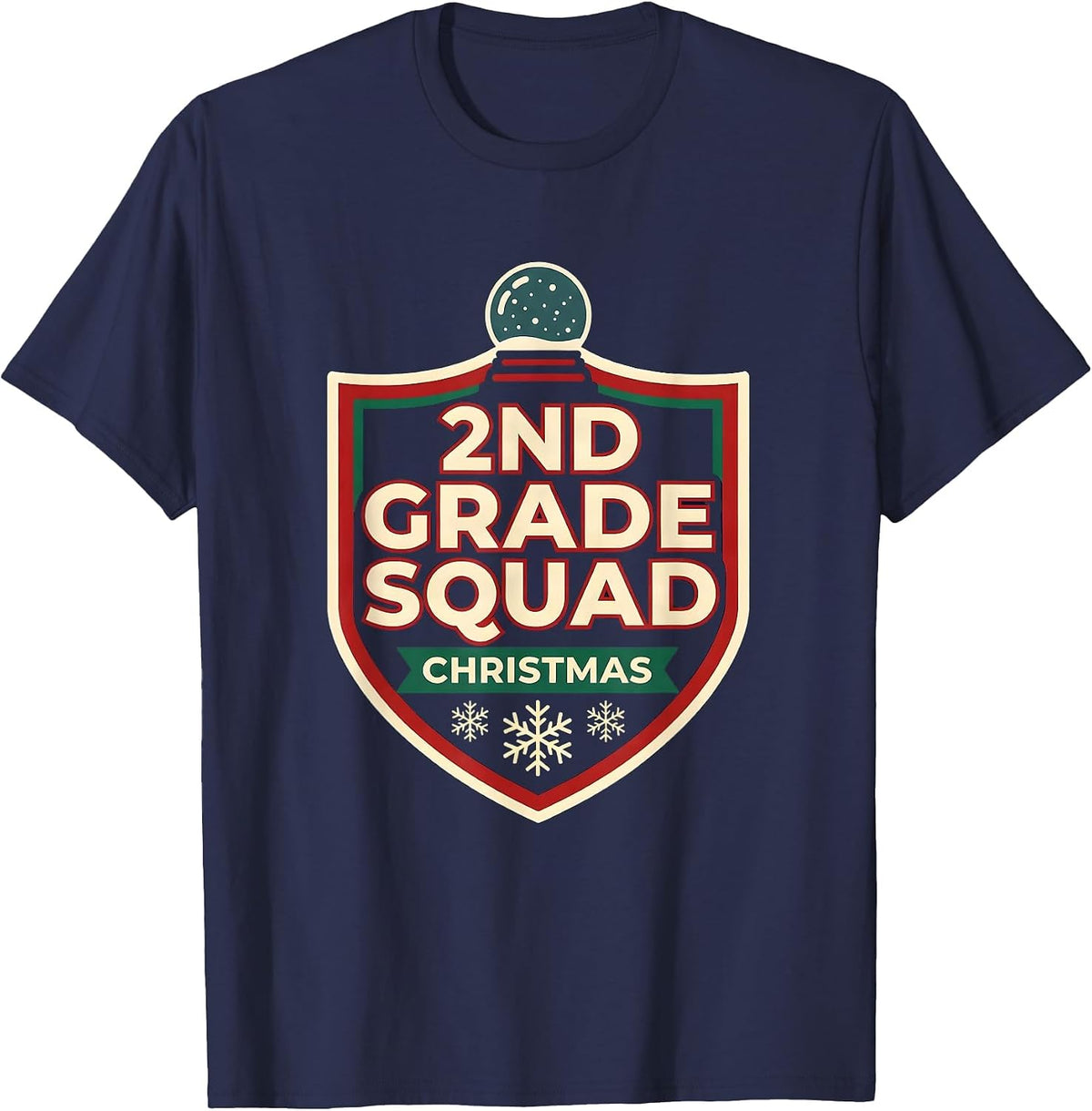 2nd Grade Squad Christmas Teacher Squad Holiday Spirit T-Shirt - Navy Blue