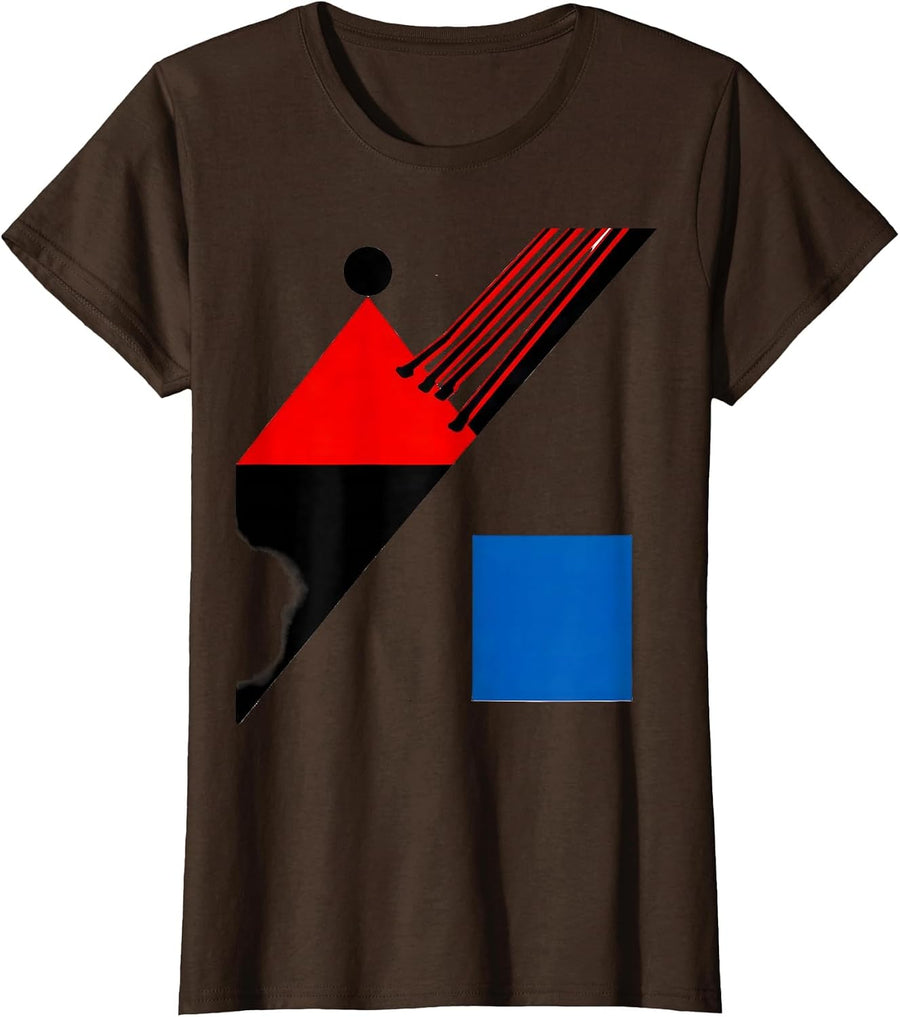 Women's Geometric Gym Court Modernist Teacher Humor T-Shirt - Brown