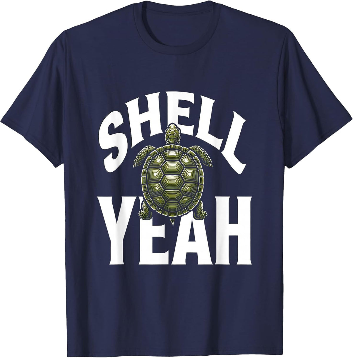Shell Yeah Turtle Lover Graphic Design T-Shirt - Navy Blue