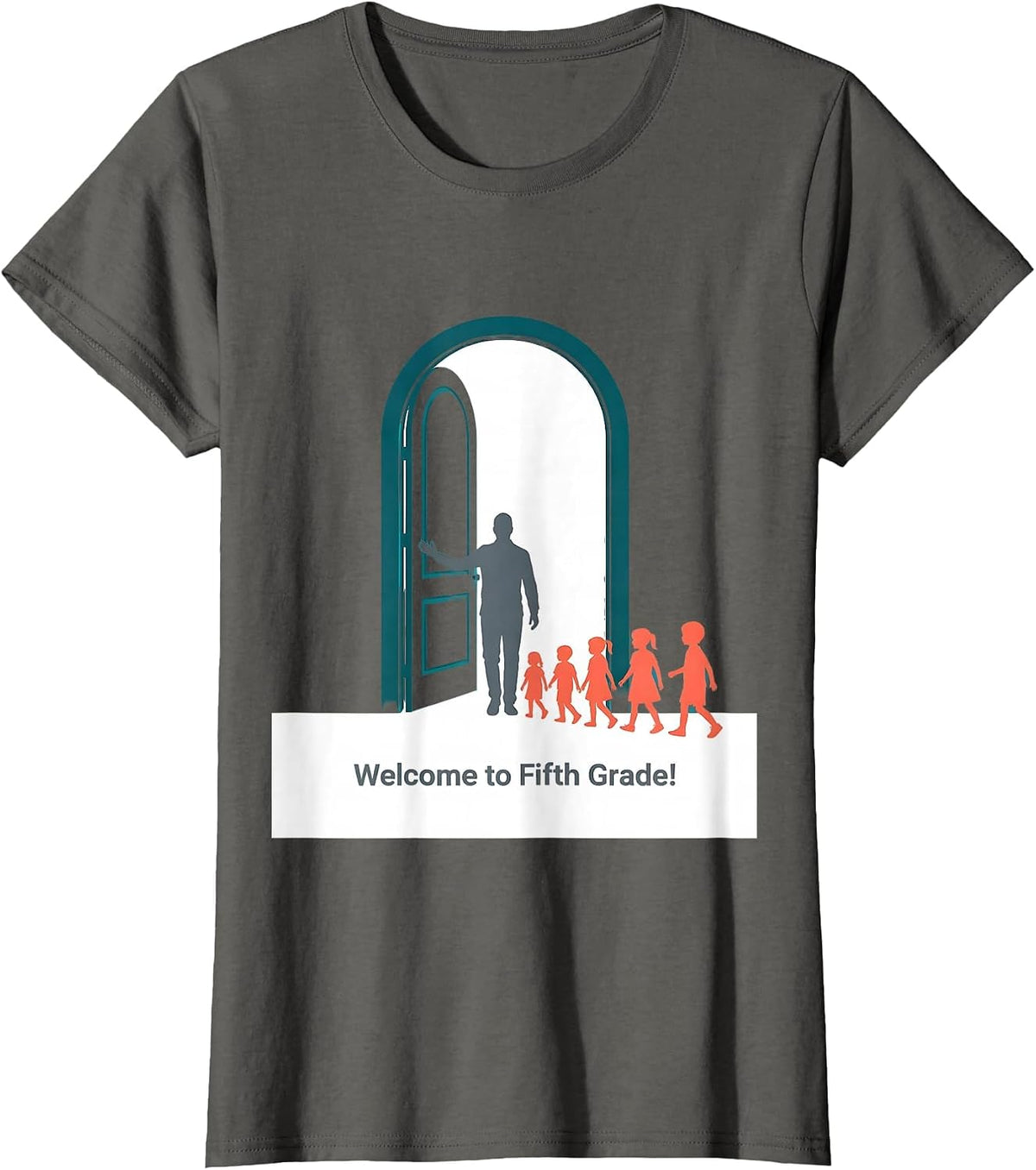 Women's Welcome to Fifth Grade! Playful Teacher Back to School T-Shirt - Asphalt Grey