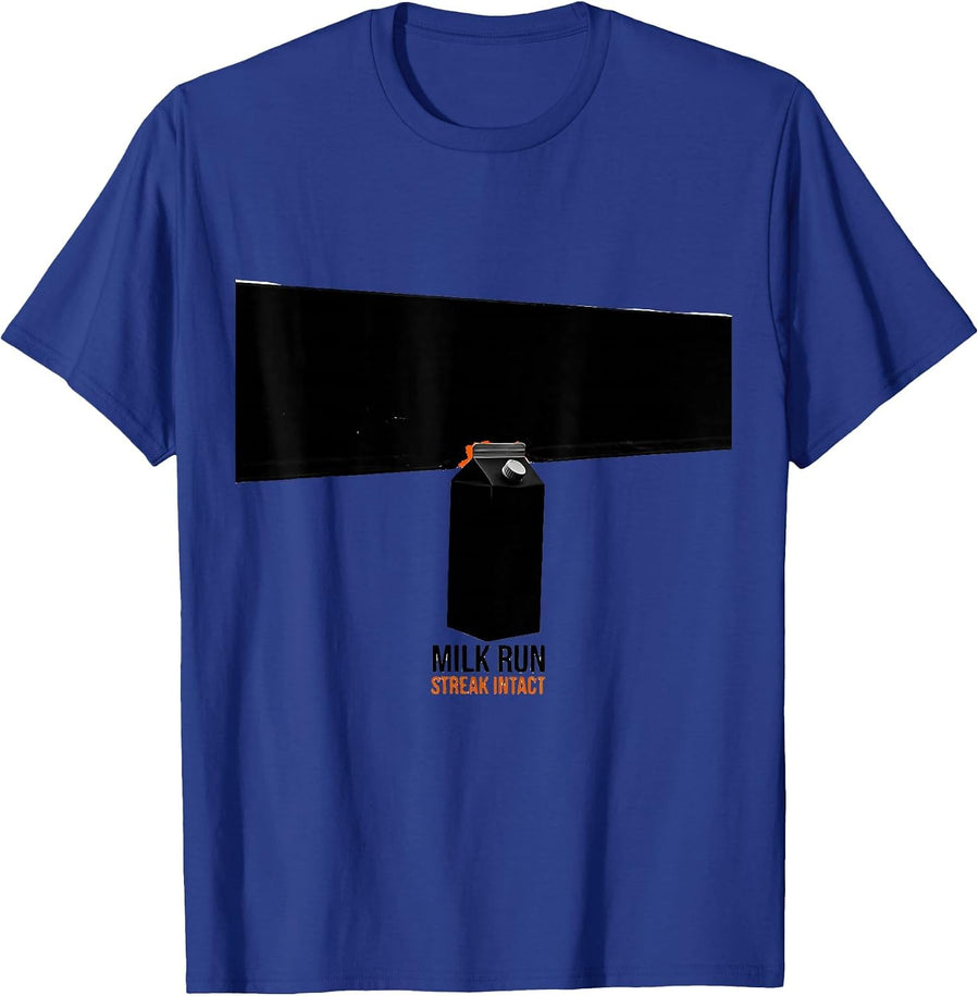 Milk Run: Streak Intact Brutalist Graphic Funny Dad Humor T-Shirt - Royal Blue