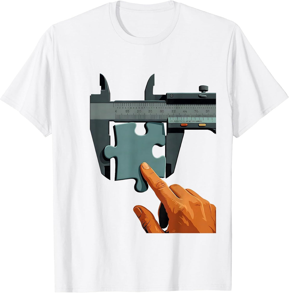Men's Yes Puzzle Pieces Are Motor Planning Editorial Conceptual T-Shirt - White