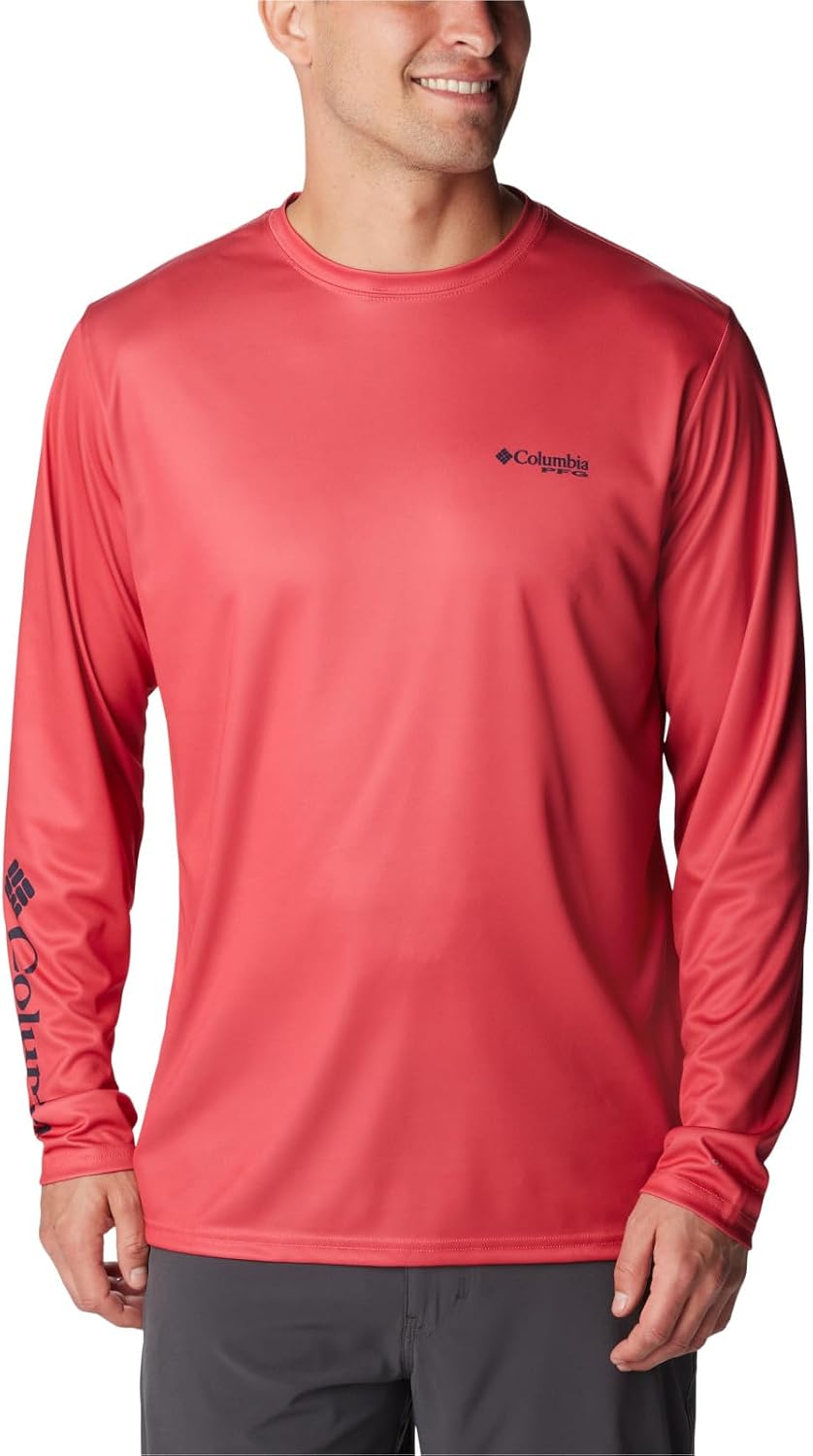 Columbia Men's Terminal Tackle PFG Bait Jumper Long Sleeve - Sunset Red\/White Sail Tower