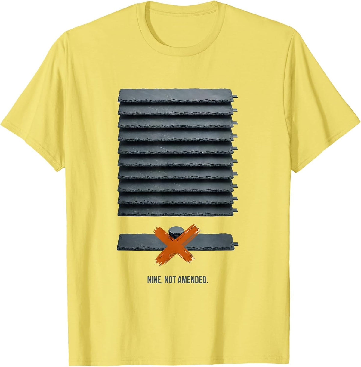 Men's Nine. Not Amended Retro Pluto Planet Demotion Humor T-Shirt - Lemon Yellow