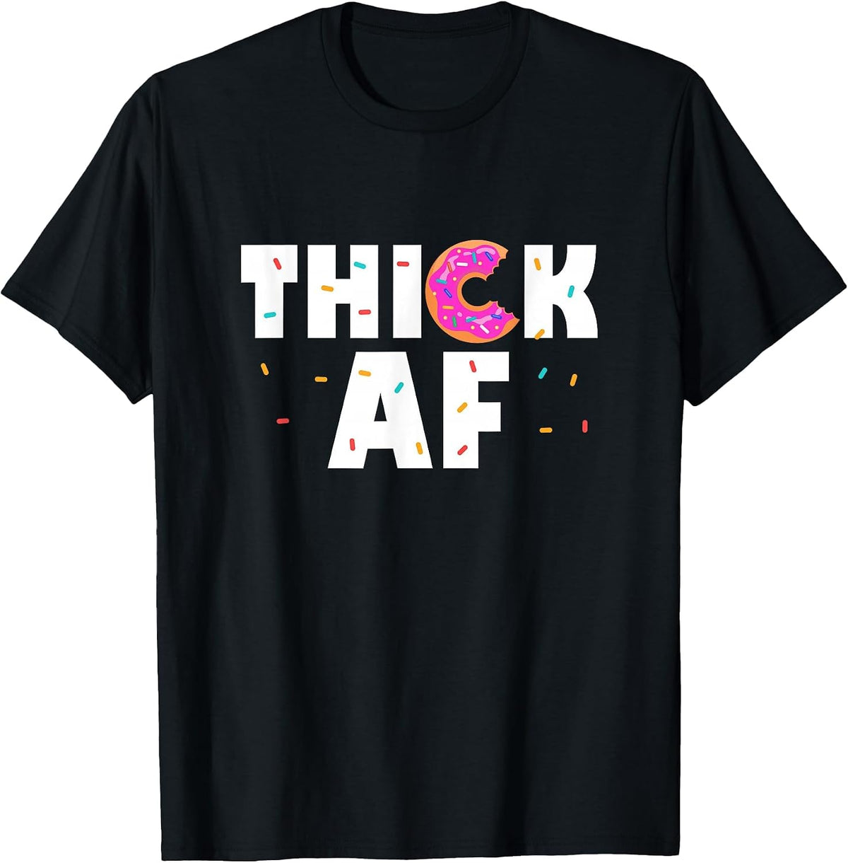 Thick AF Gym Donut Weightlifting Workout T-Shirt - Black