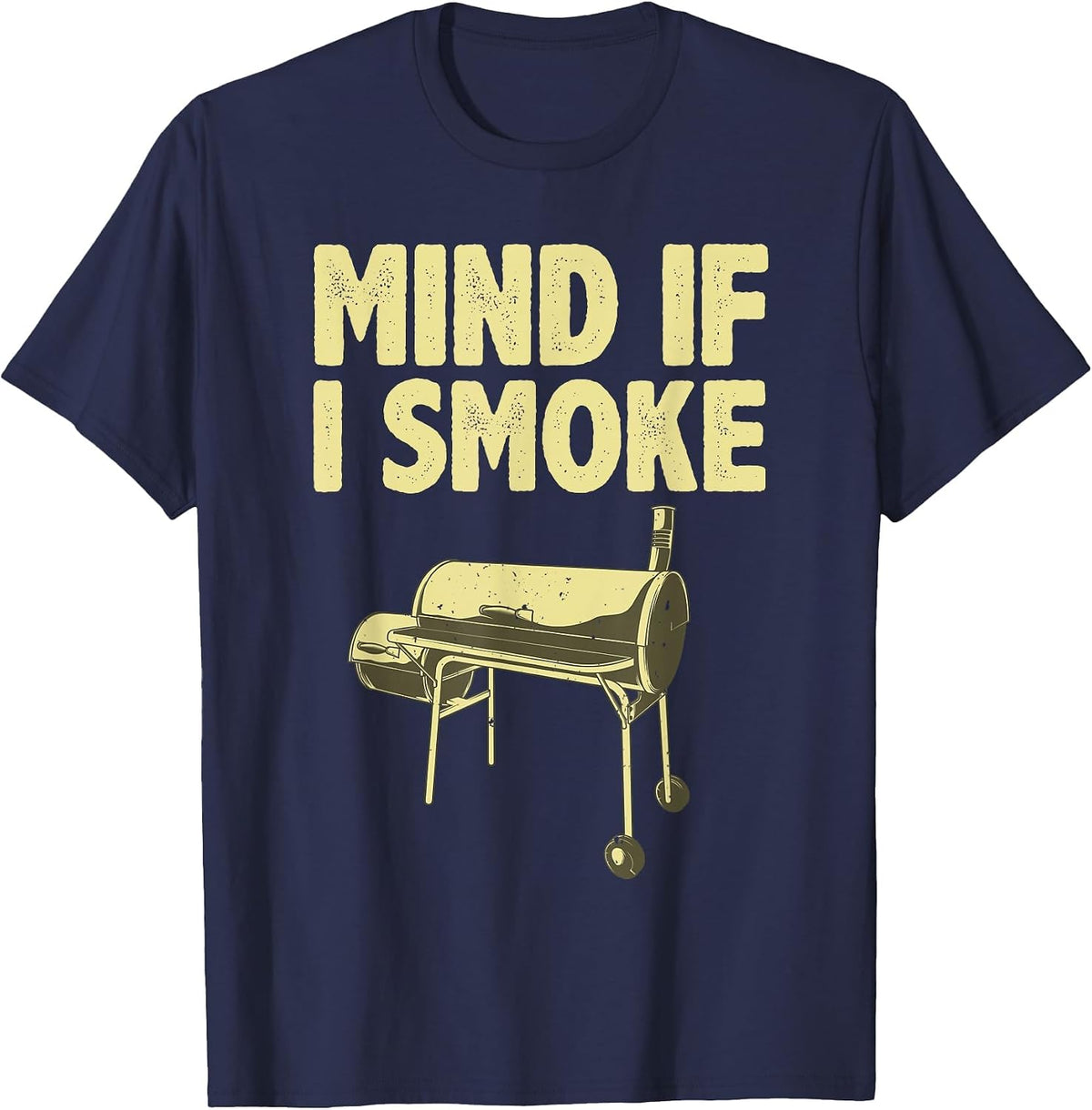 Smoking for Men Dad Grilling Meat BBQ Smoker Food Griller T-Shirt - Navy Blue