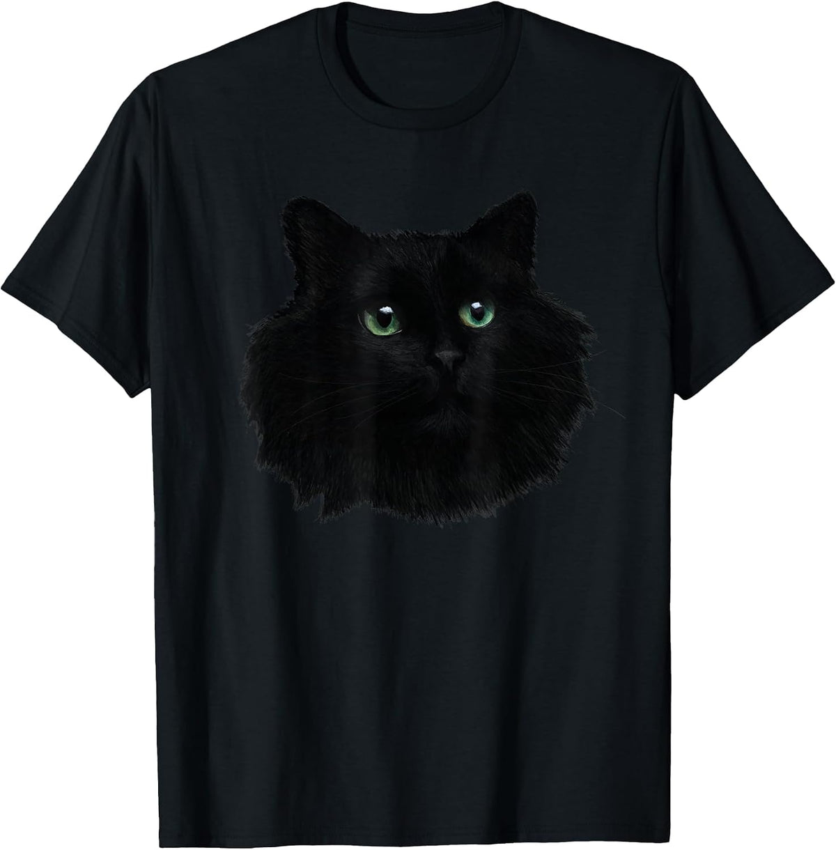Minimalist Cute Black Cat Owner Green Eyes Kitten Lover T-Shirt - Black