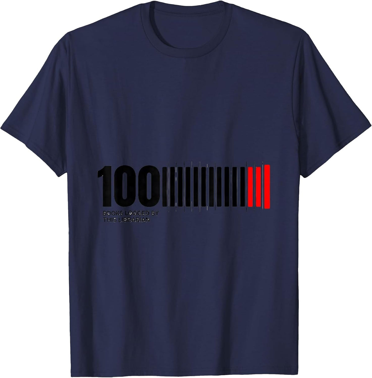 Men's 100 Books Logged By This Librarian Geometric Teacher T-Shirt - Navy Blue