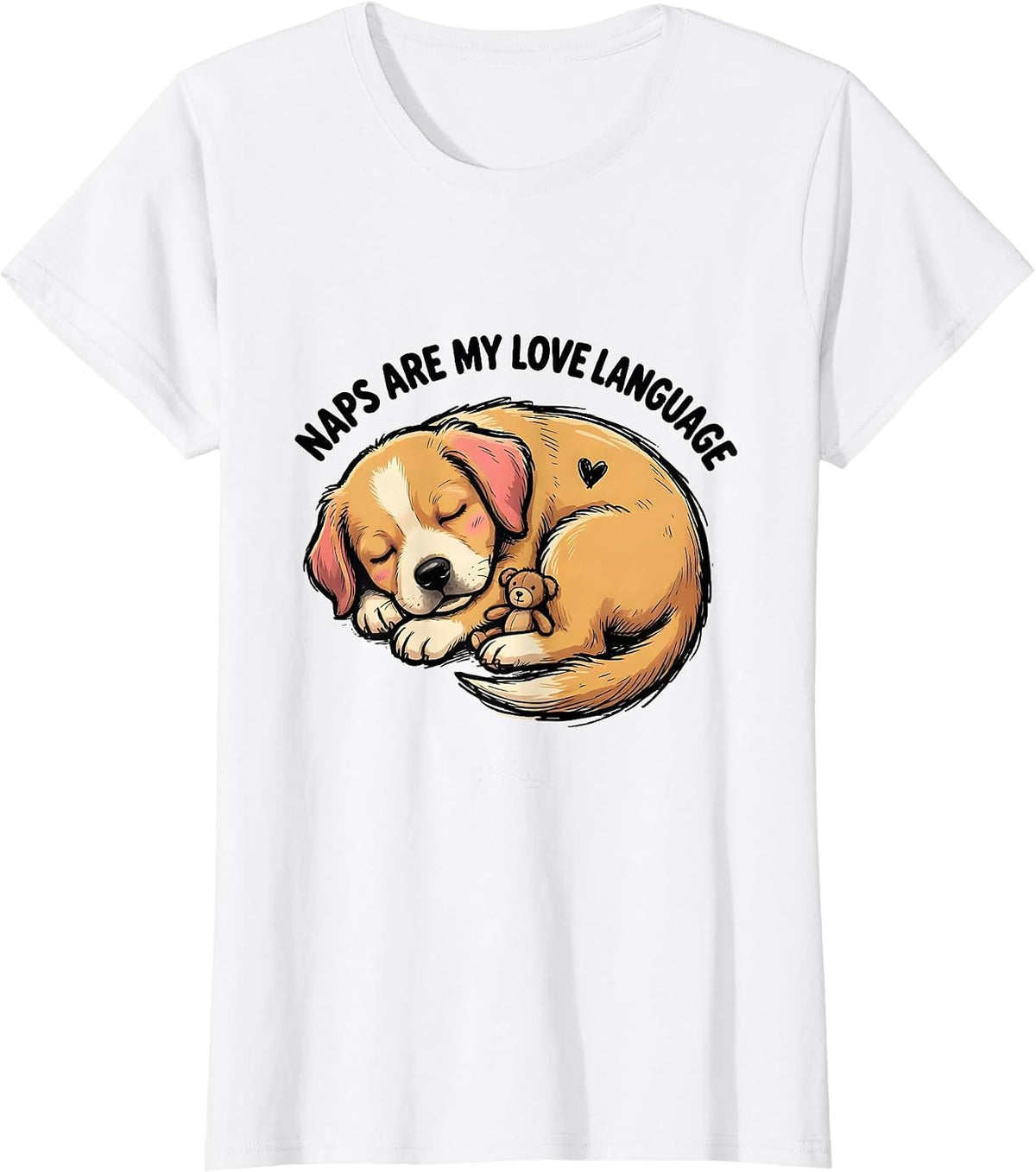 Naps Are My Love Language Cute Kawaii Puppy Dog Lover Humor T-Shirt - White
