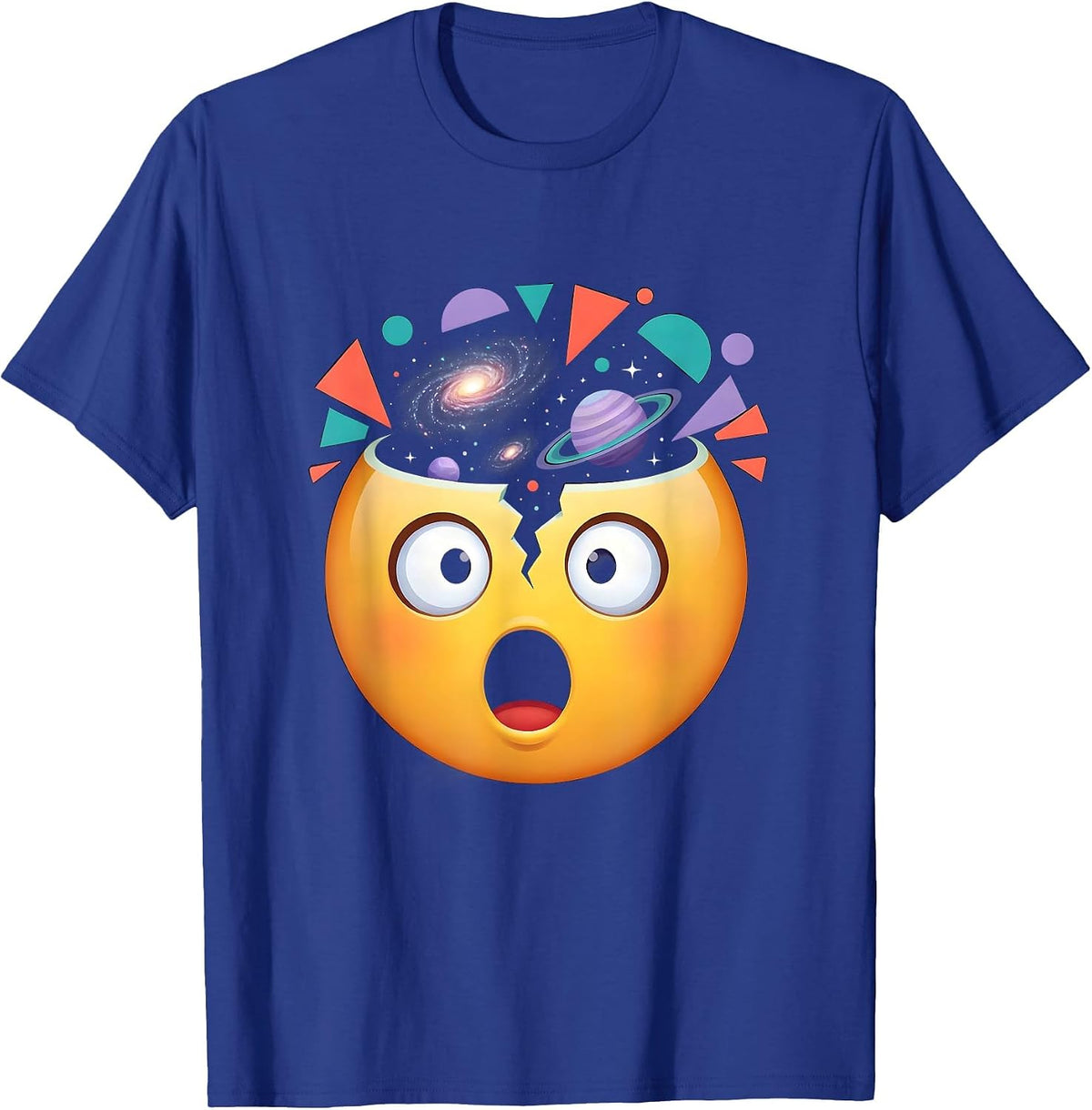 Men's Exploding Mind Cosmic Brain Graphic Tee T-Shirt - Royal Blue