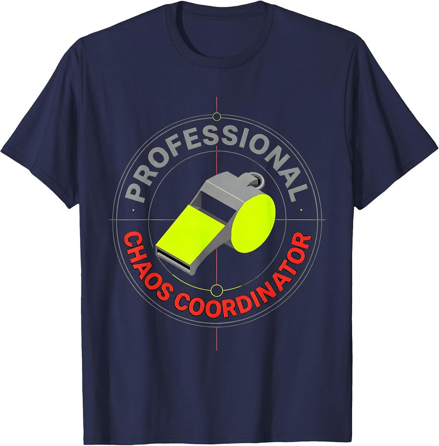 Professional Chaos Coordinator Funny PE Teacher T-Shirt - Navy Blue