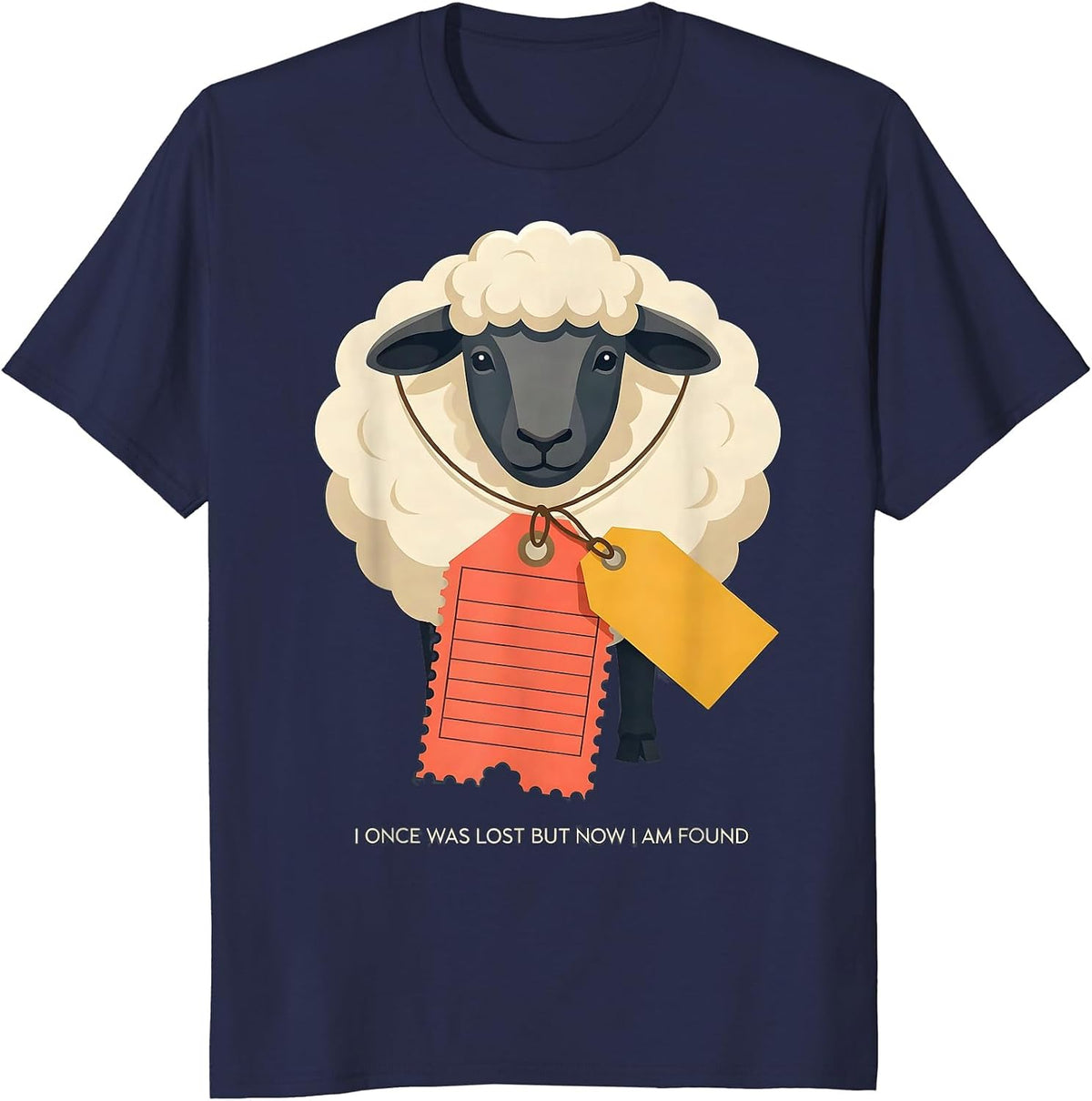 I Once Was Lost But Now I Am Found Funny Sheep Halloween T-Shirt - Navy Blue