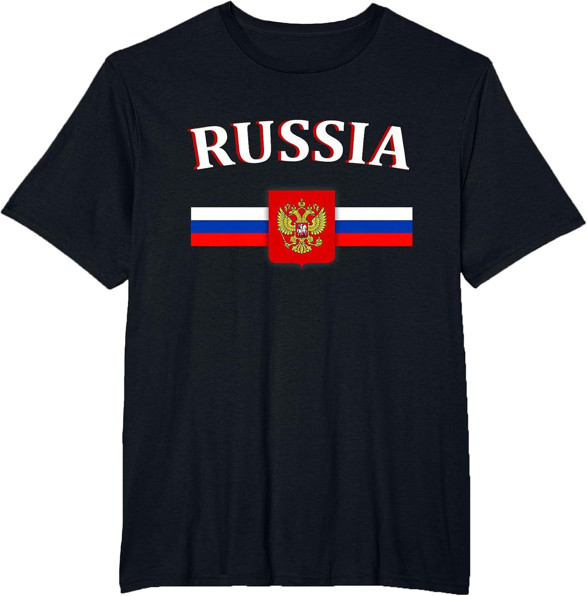 Russian Flag T-Shirt Russian Emblem Shirt Russia Tee - Black